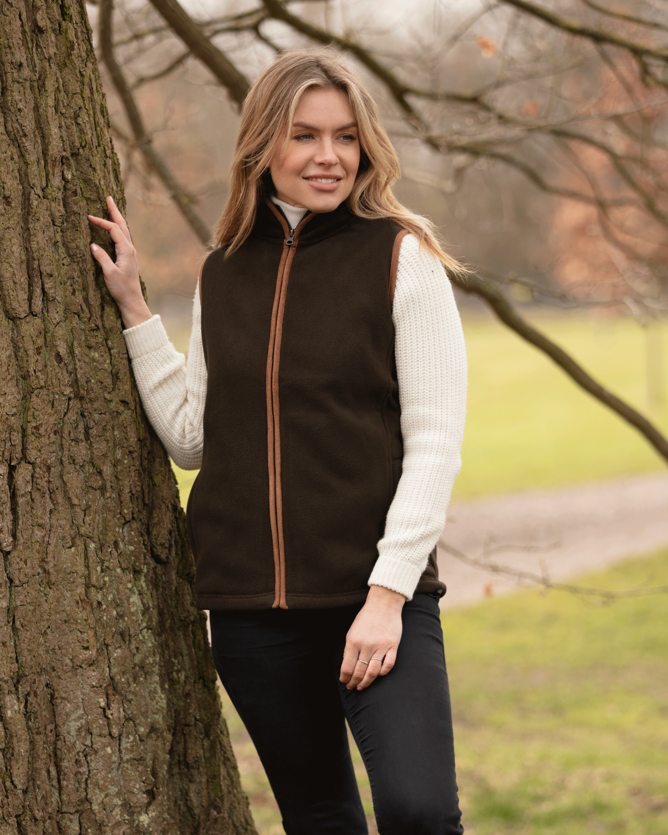 LF201 - Ladie's Fleece Gilet - KHAKI - Oxford Blue