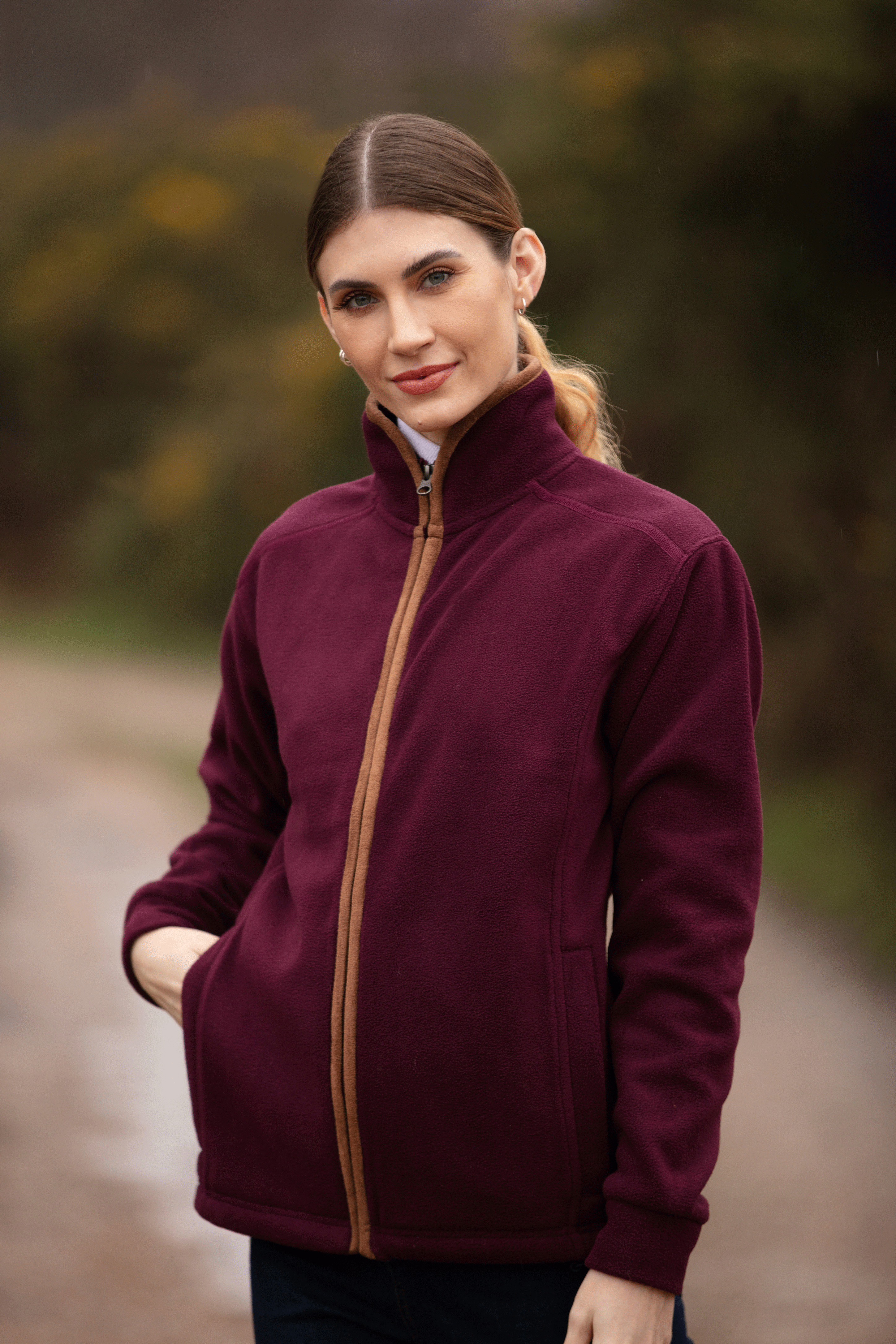 LF202 - Ladie's Fleece Jacket - PLUM - Oxford Blue