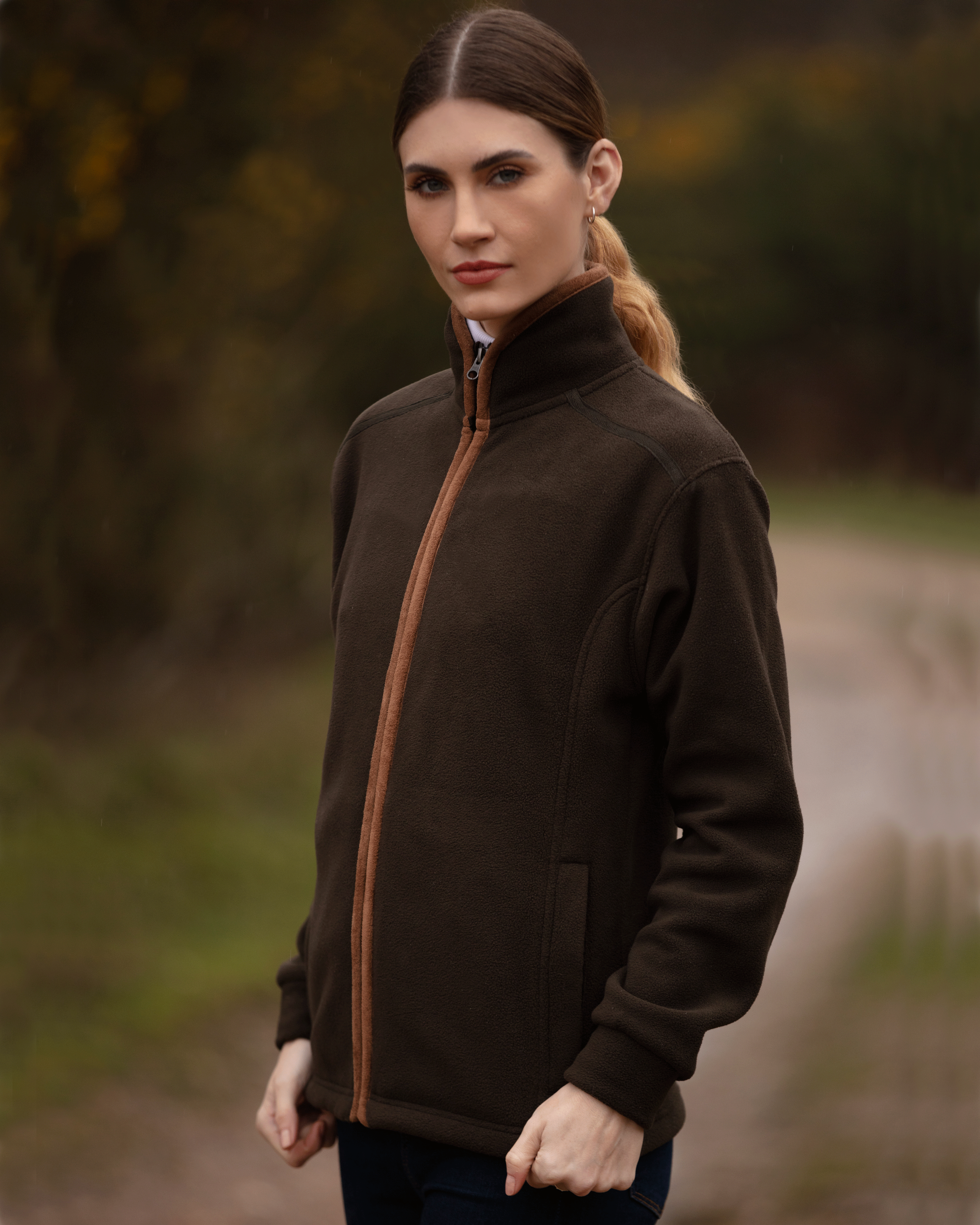 LF202 - Ladie's Fleece Jacket - KHAKI - Oxford Blue