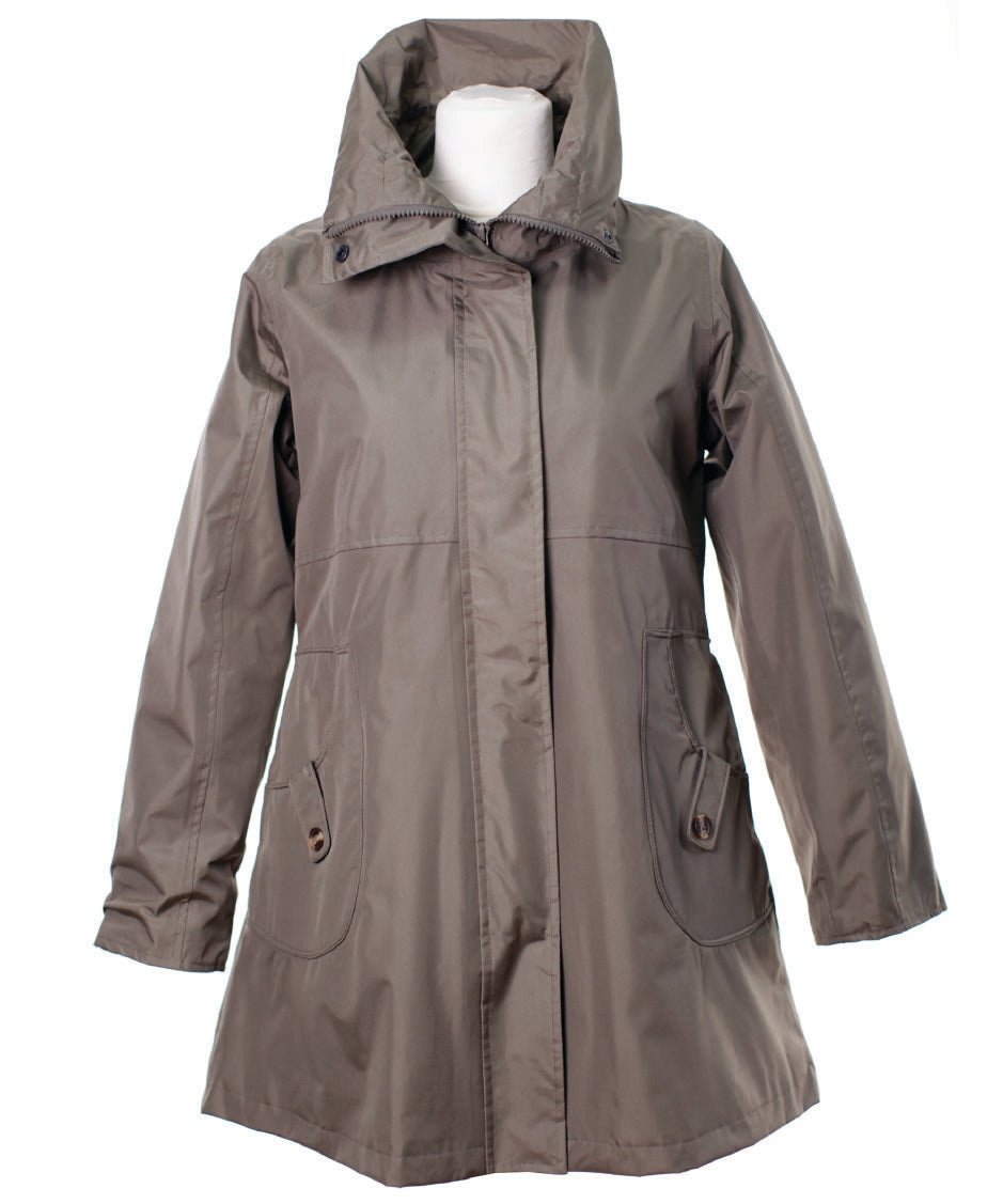 LJ064 - Women's New England Coat - DARK BEIGE - Oxford Blue