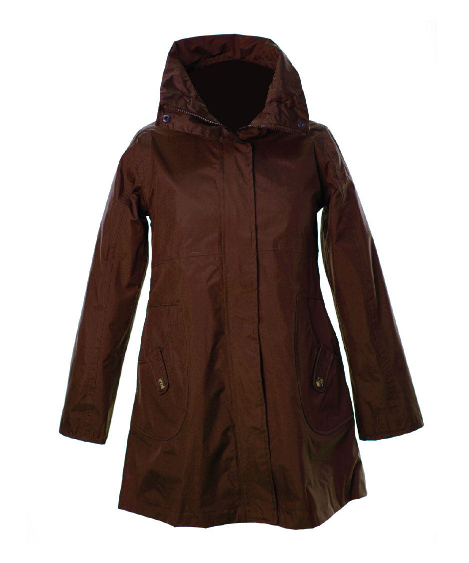 LJ064 - Women's New England Coat - BROWN - Oxford Blue