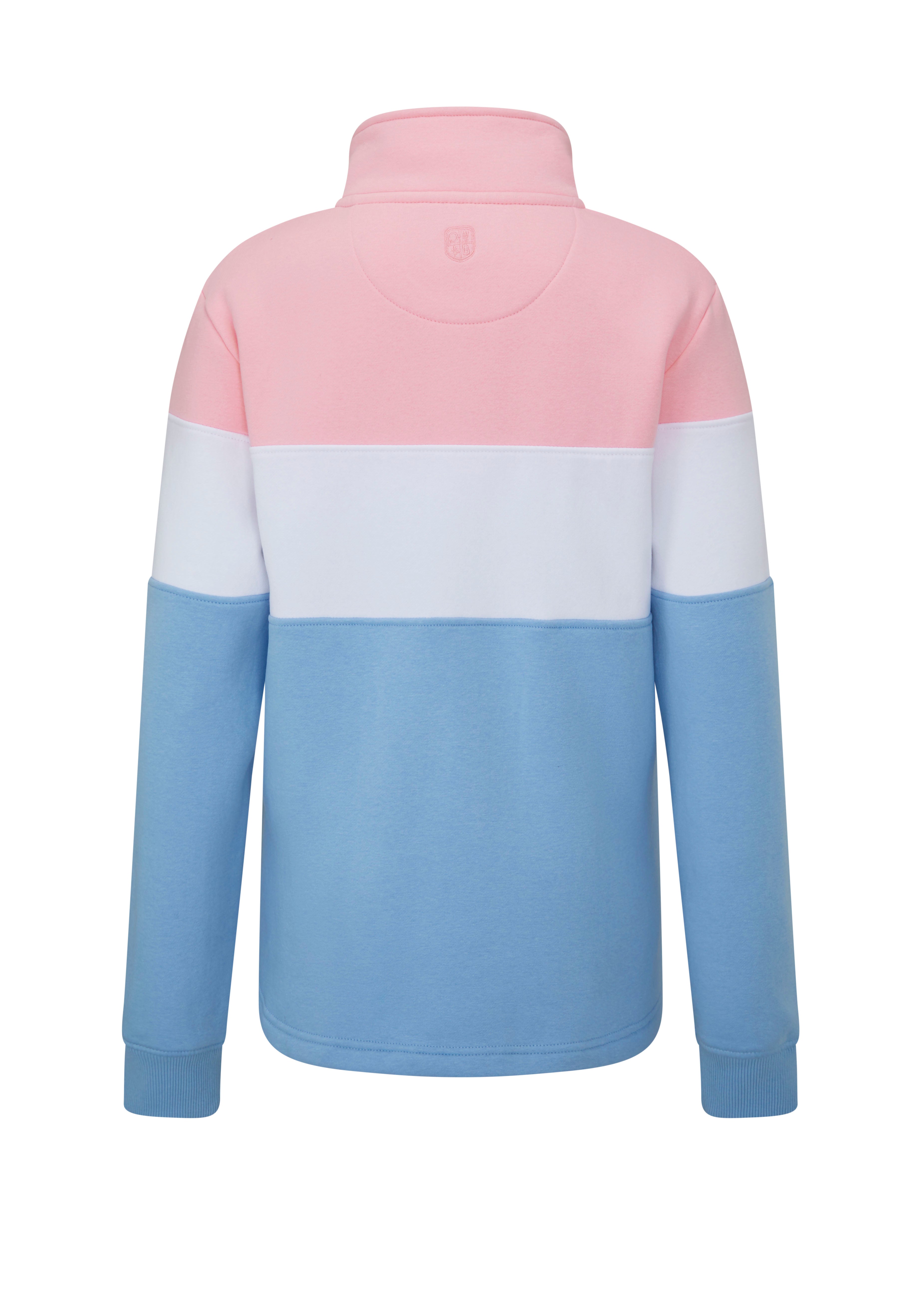 LSS01 - Ladies Girvan Sweatshirt - Pink/White/Blue - Oxford Blue