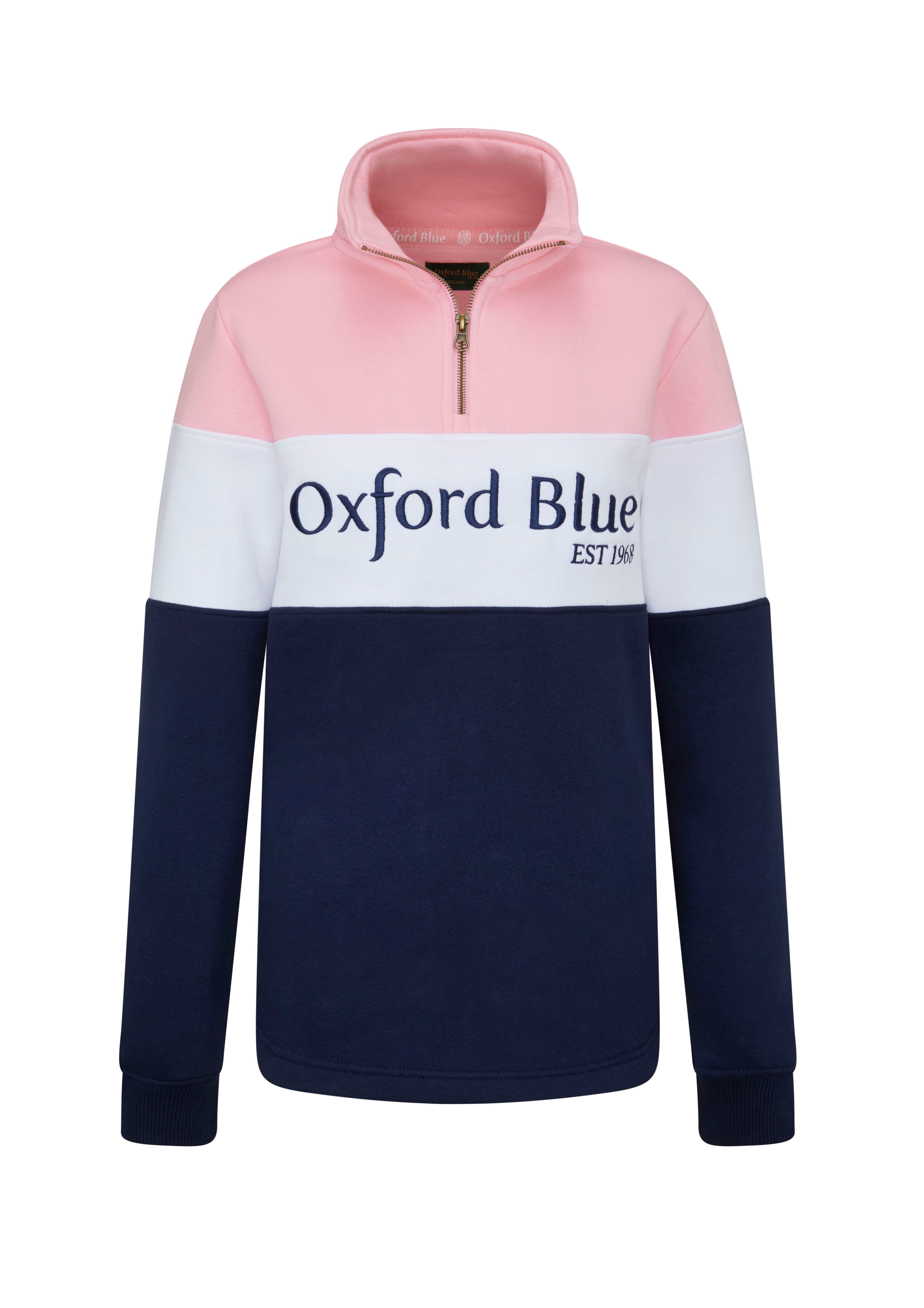 LSS01 - Ladies Girvan Sweatshirt - Pink/White/Navy - Oxford Blue