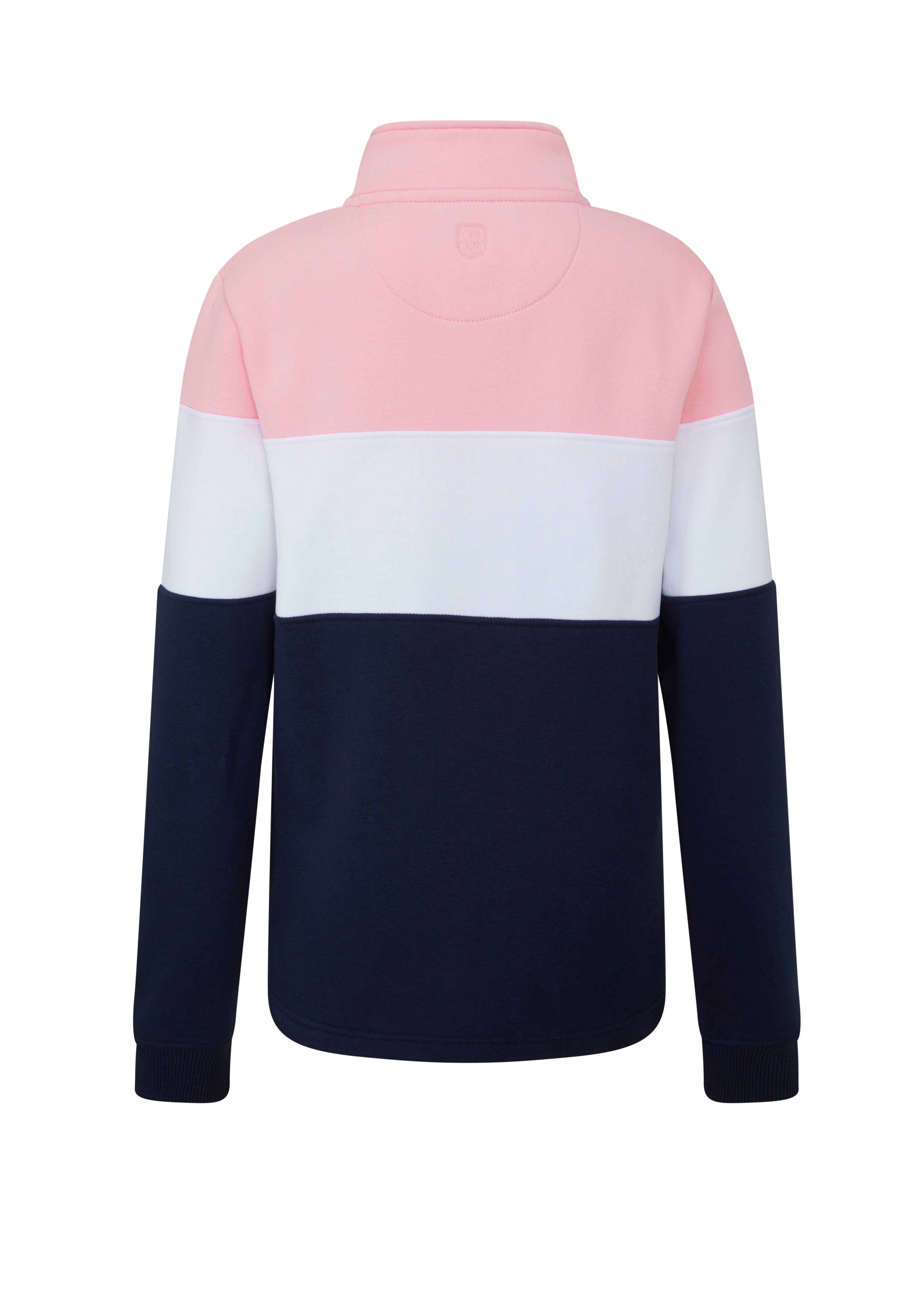 LSS01 - Ladies Girvan Sweatshirt - Pink/White/Navy - Oxford Blue
