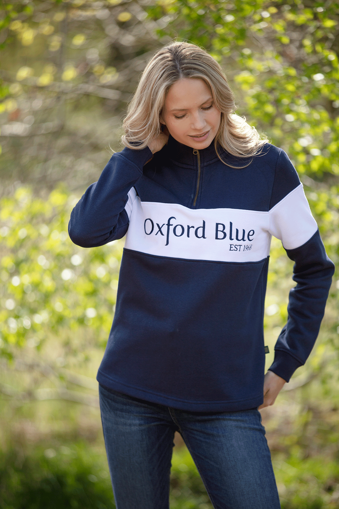 LSS03 - Ladies Troon Sweatshirt - Navy/White/Navy - Oxford Blue