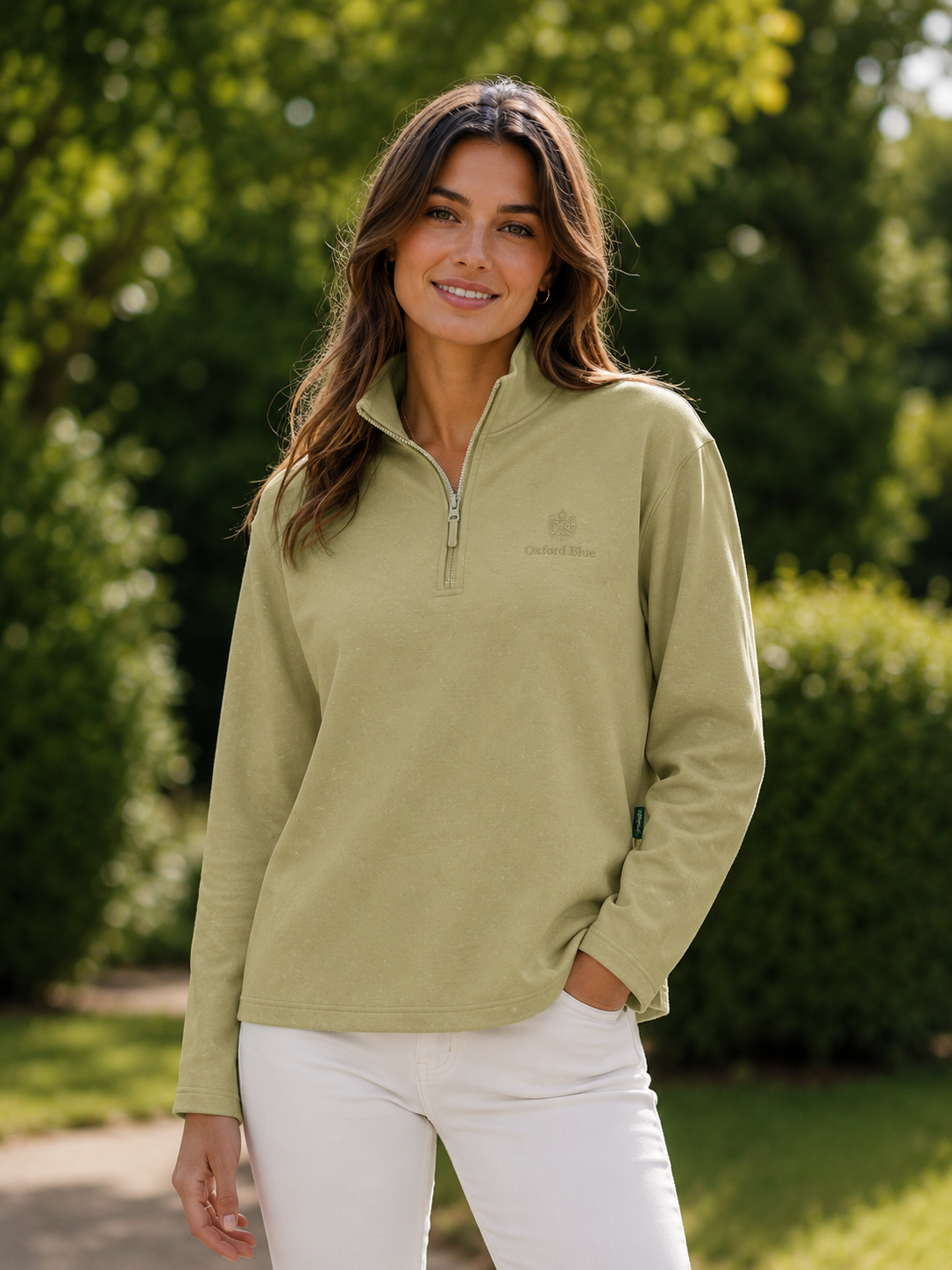 LSS04 - Ladies Ayr Sweatshirt - Olive - Oxford Blue