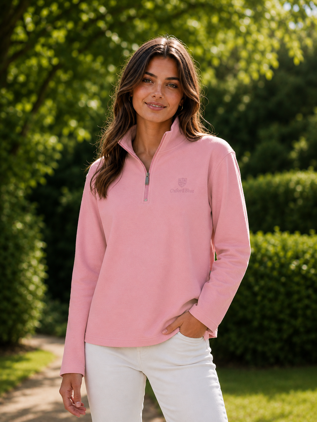 LSS04 - Ladies Ayr Sweatshirt - Pink - Oxford Blue