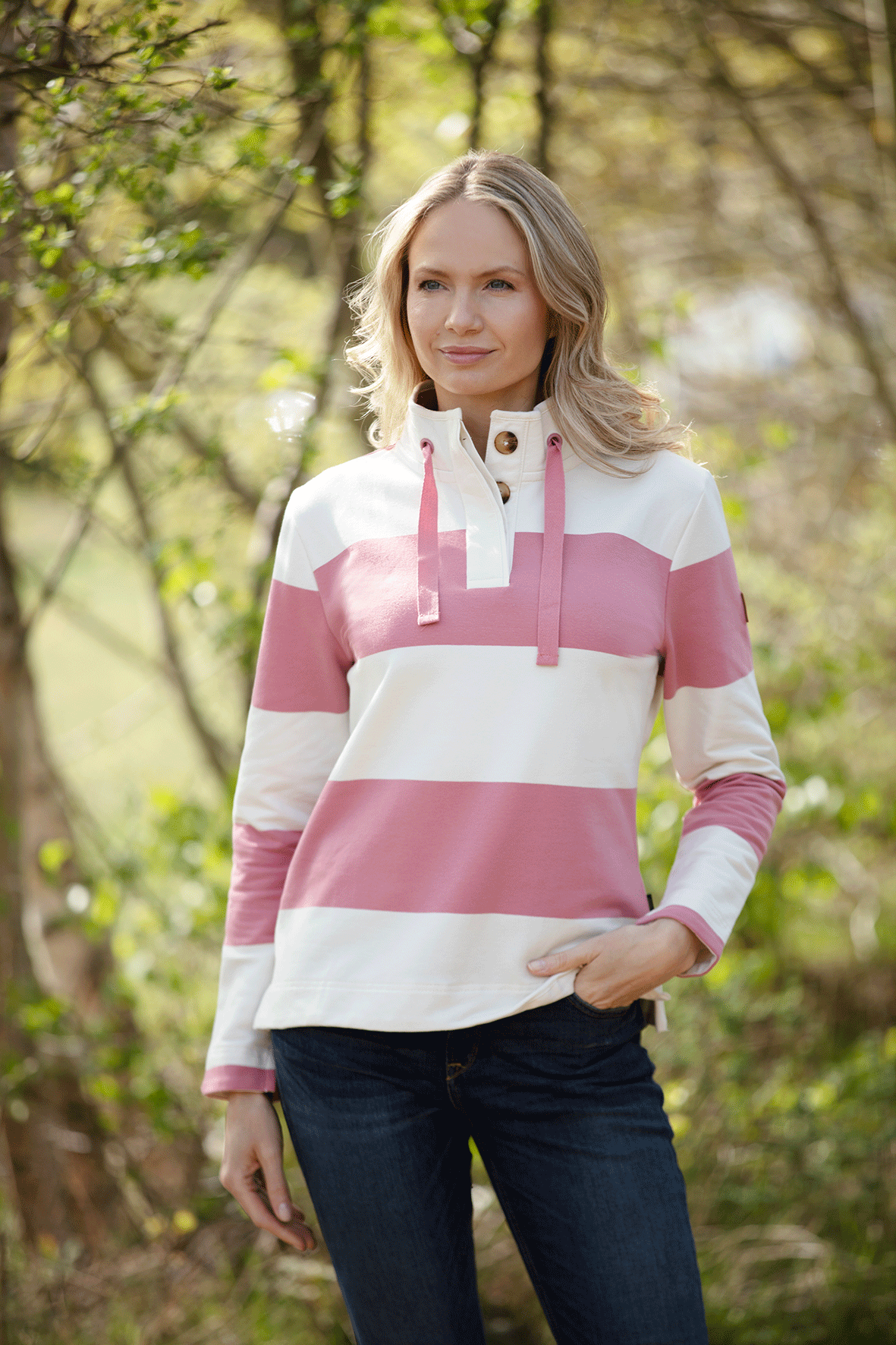 LSS05 - Ladies Cadiz Sweatshirt - Rose - Oxford Blue