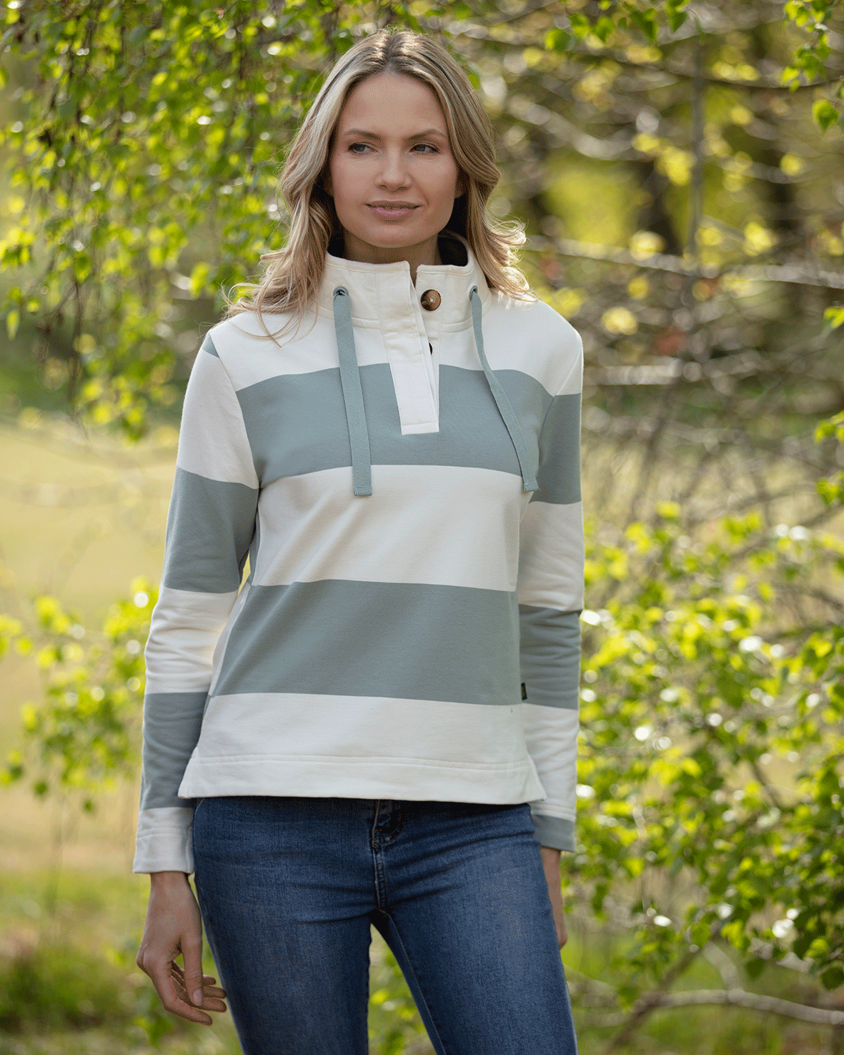 LSS05 - Ladies Cadiz Sweatshirt - Sage - Oxford Blue