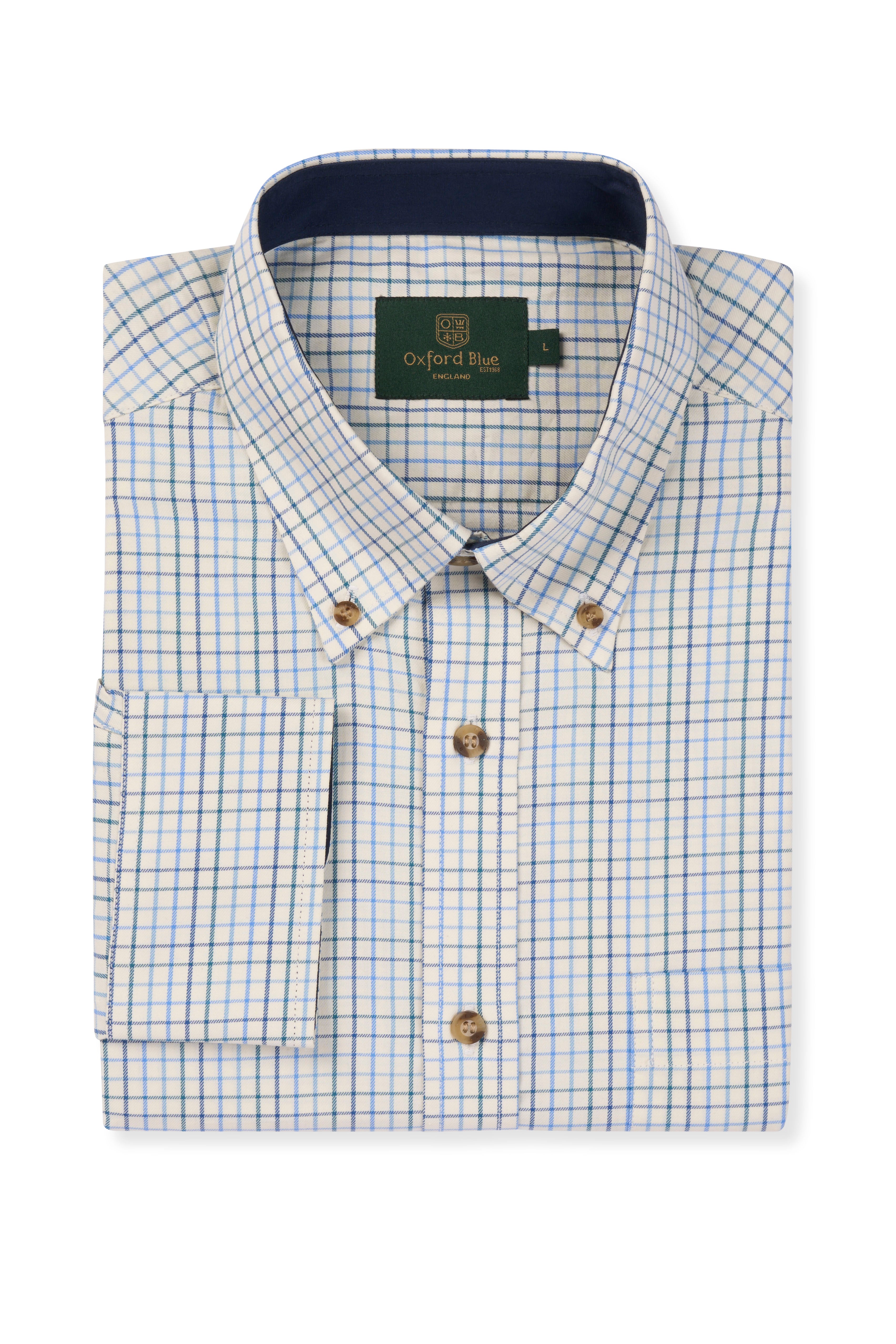 MCS201 - New Men's London Tattersall Shirt - NAVY - Oxford Blue