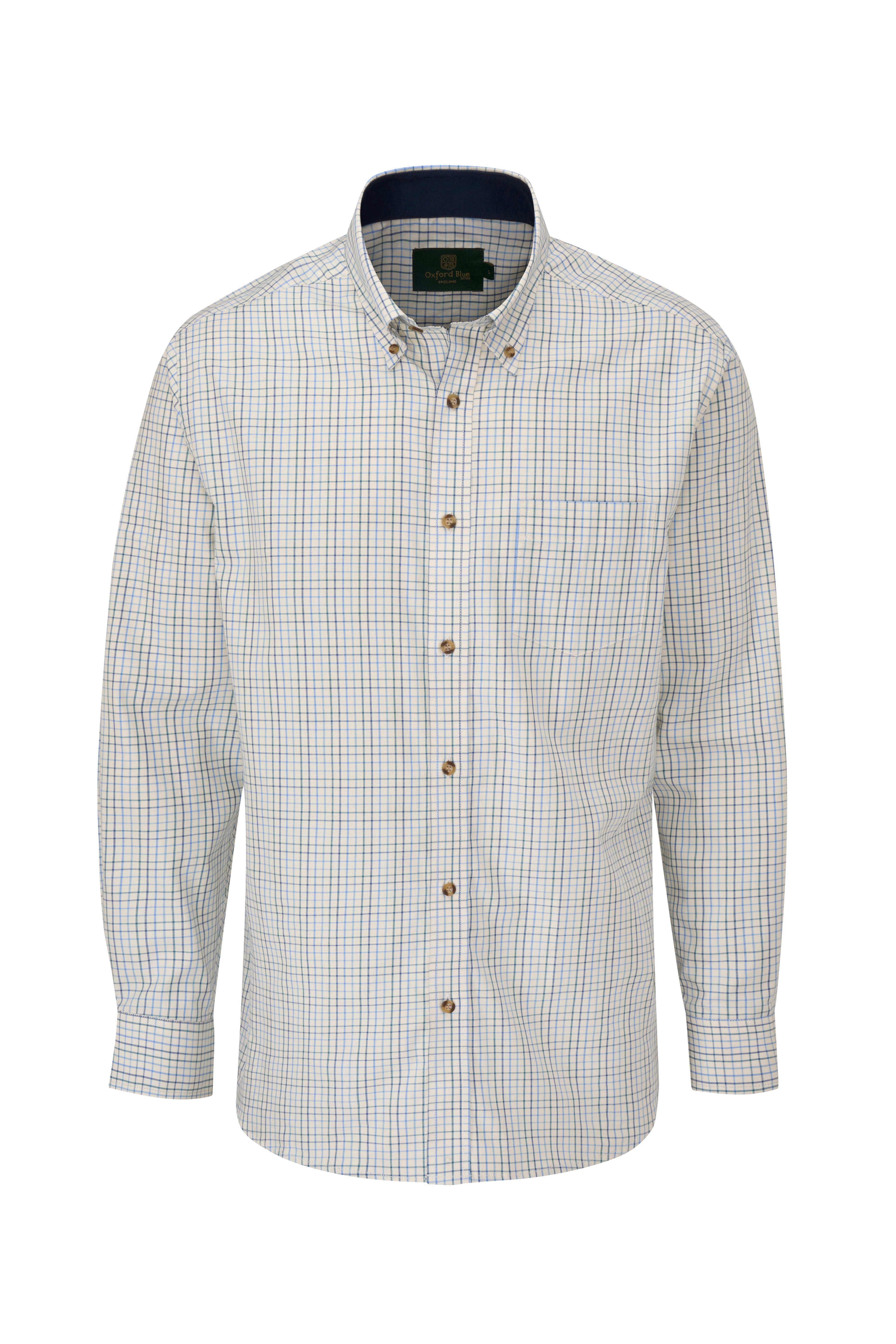 MCS201 - New Men's London Tattersall Shirt - NAVY - Oxford Blue