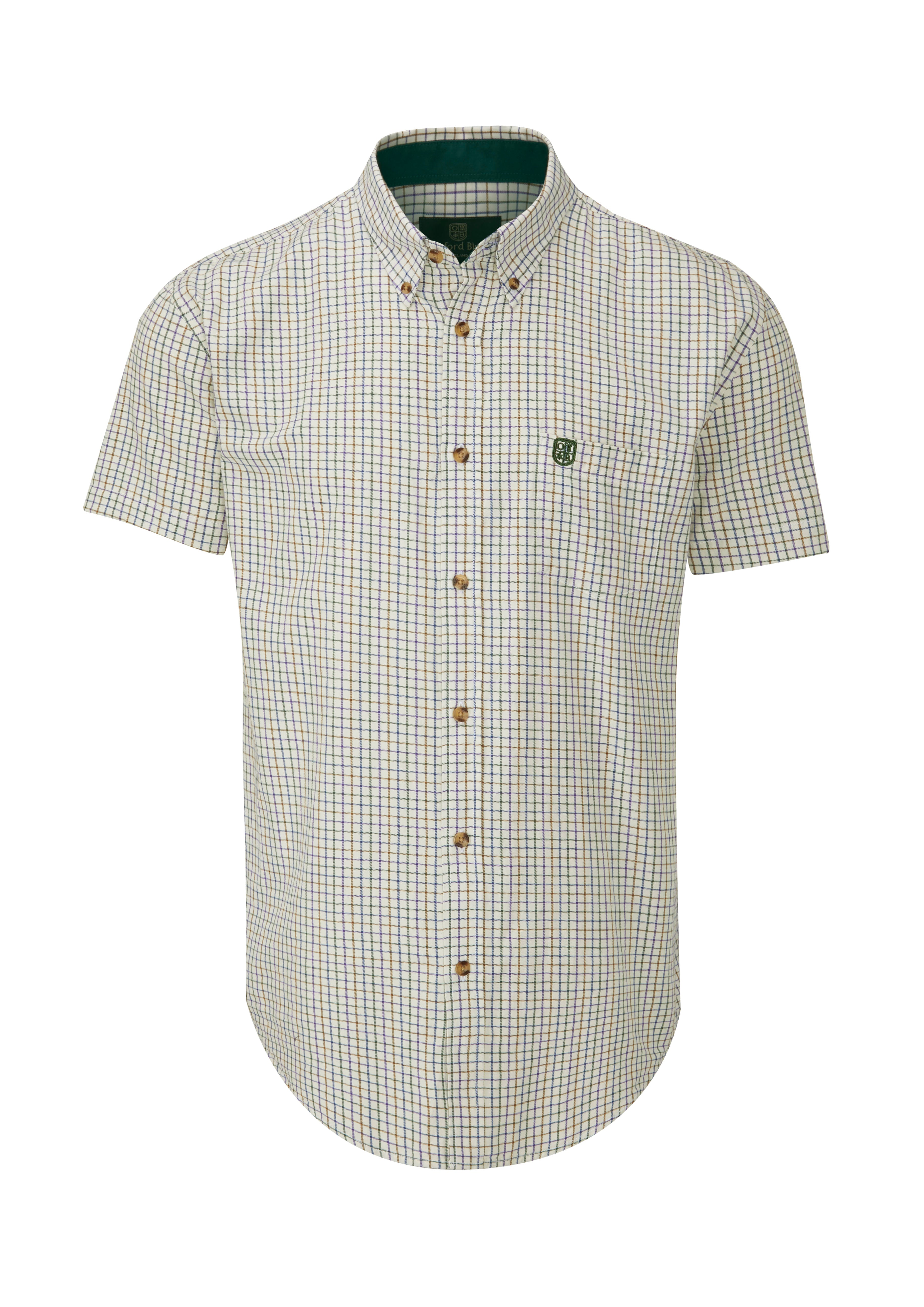 CSS201 - Gents London Tattersall Short Sleeve Check Shirt - GREEN - Oxford Blue