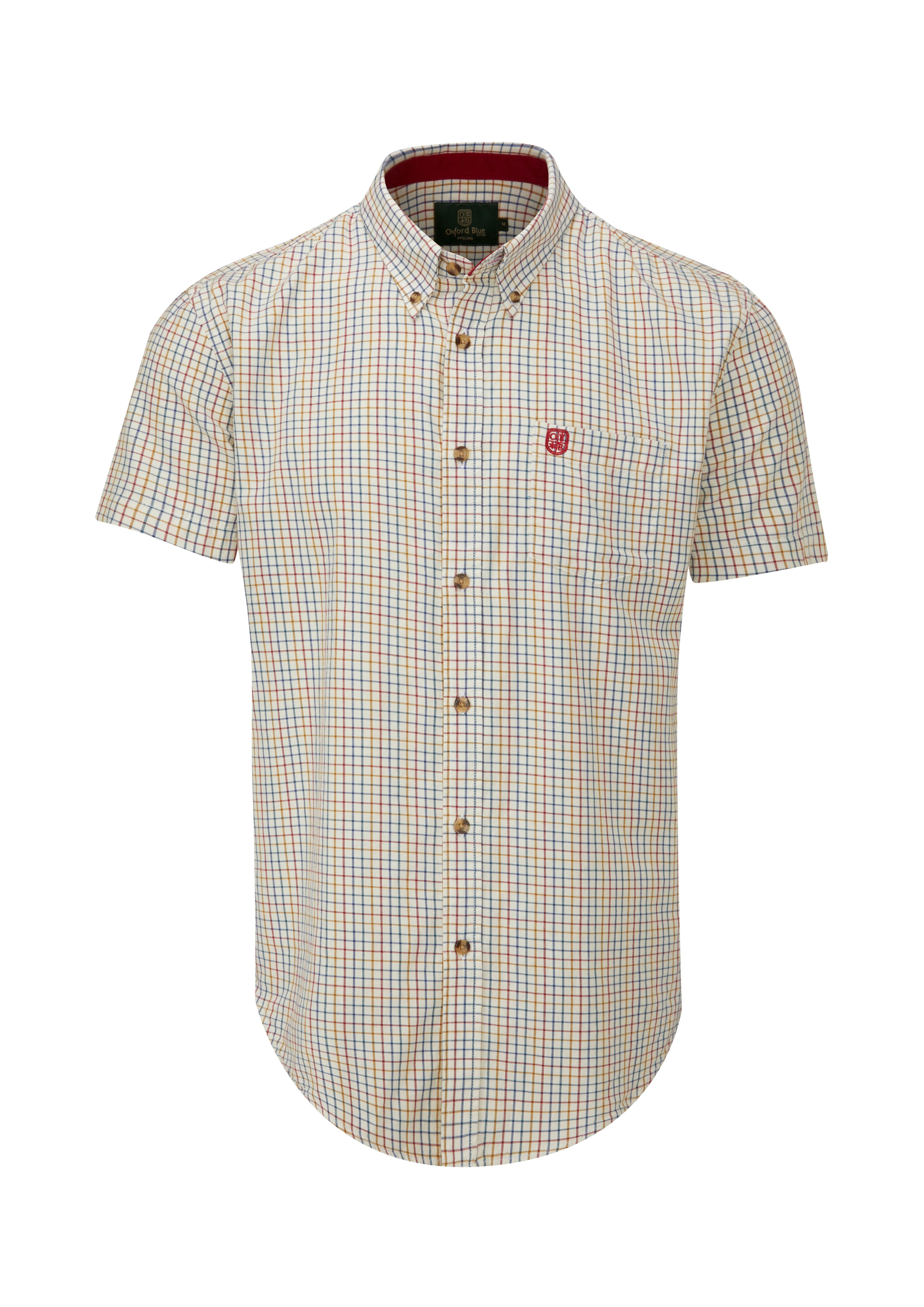 CSS201 - Gents London Tattersall Short Sleeve Check Shirt - RED - Oxford Blue