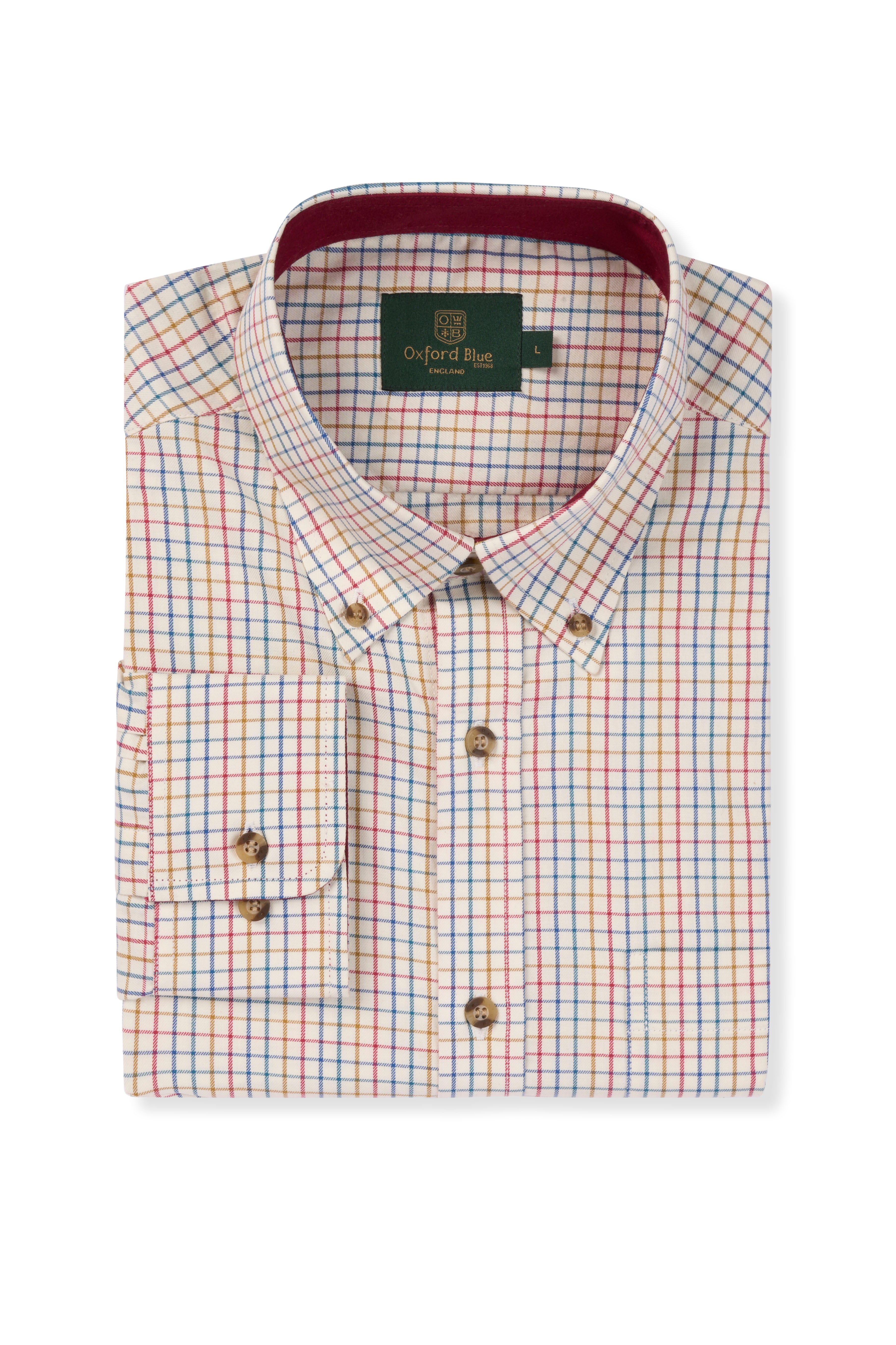 MCS201 - New Men's London Tattersall Shirt - RED - Oxford Blue
