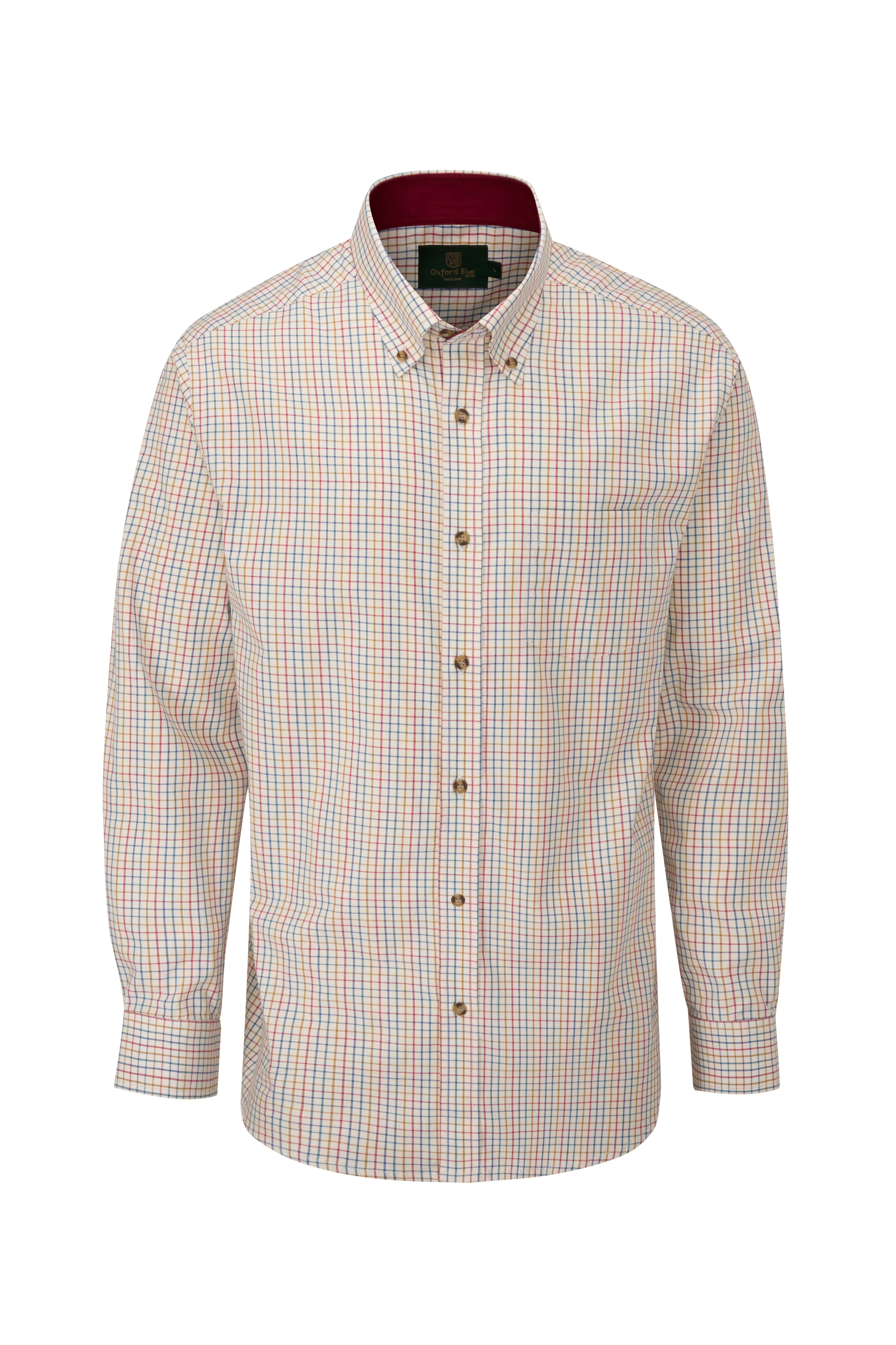 MCS201 - New Men's London Tattersall Shirt - RED - Oxford Blue