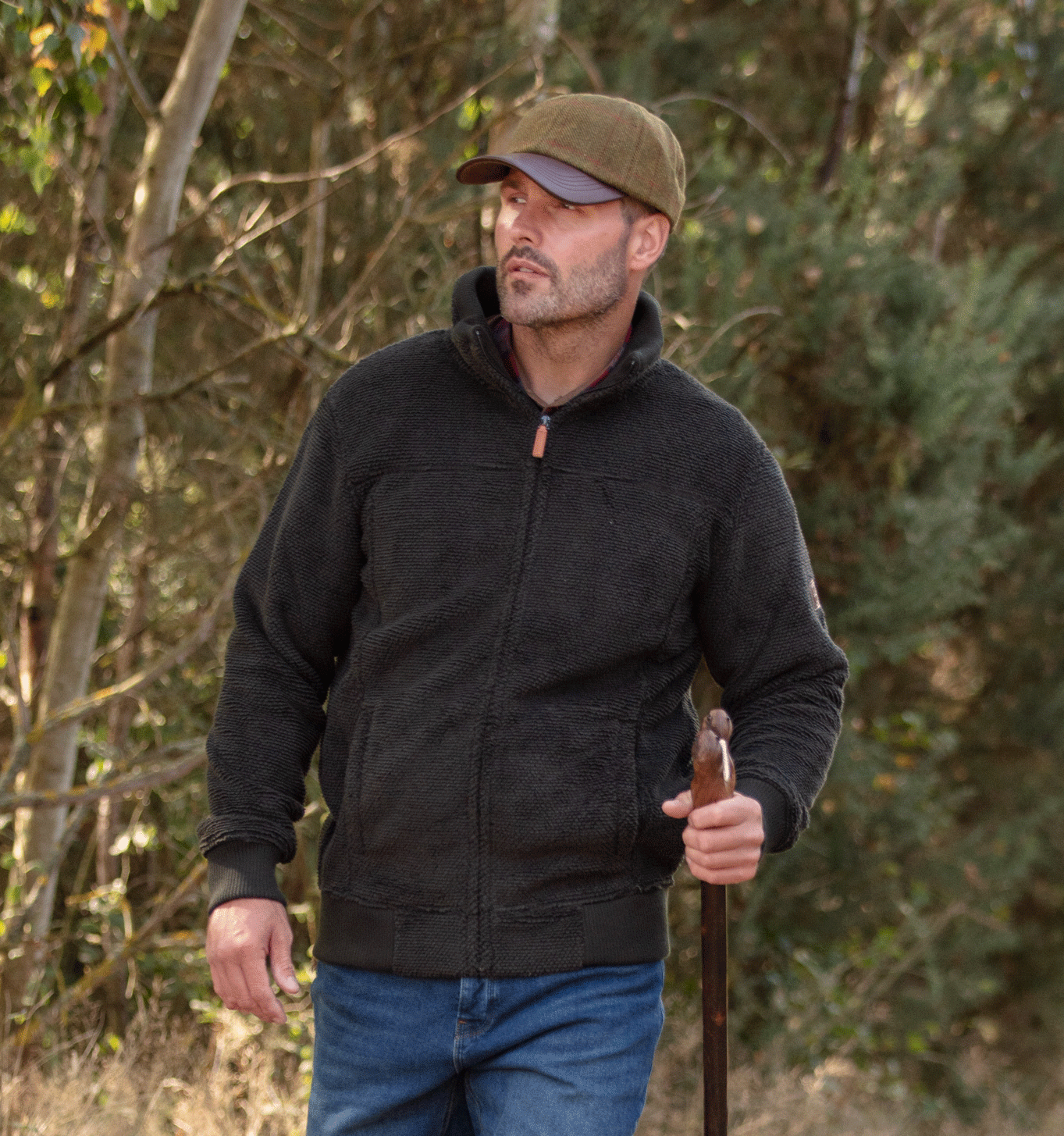 MF108 - Men's Fleck Fleece - GREEN - Oxford Blue