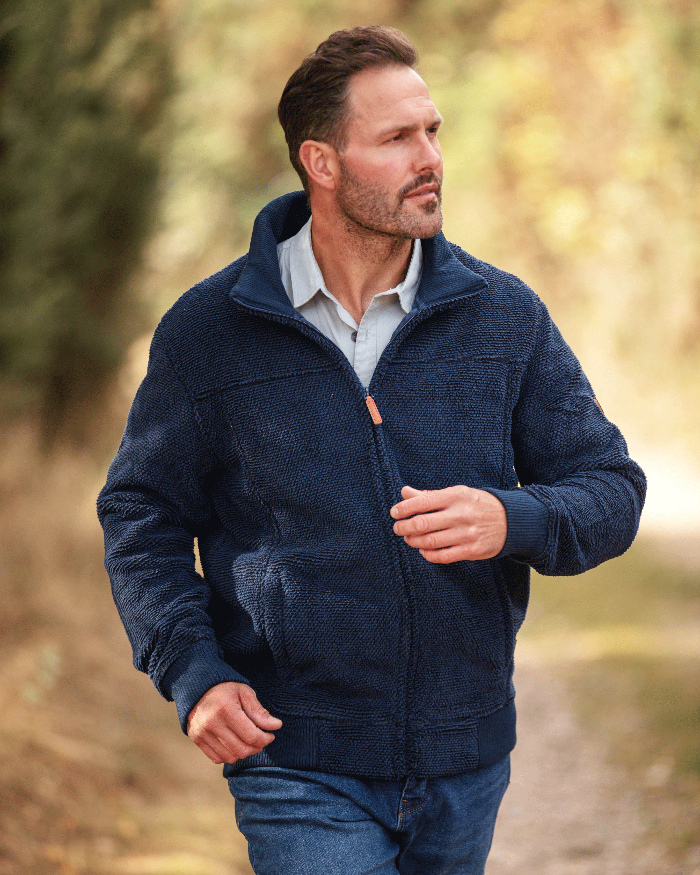 MF108 - Men's Fleck Fleece - NAVY - Oxford Blue
