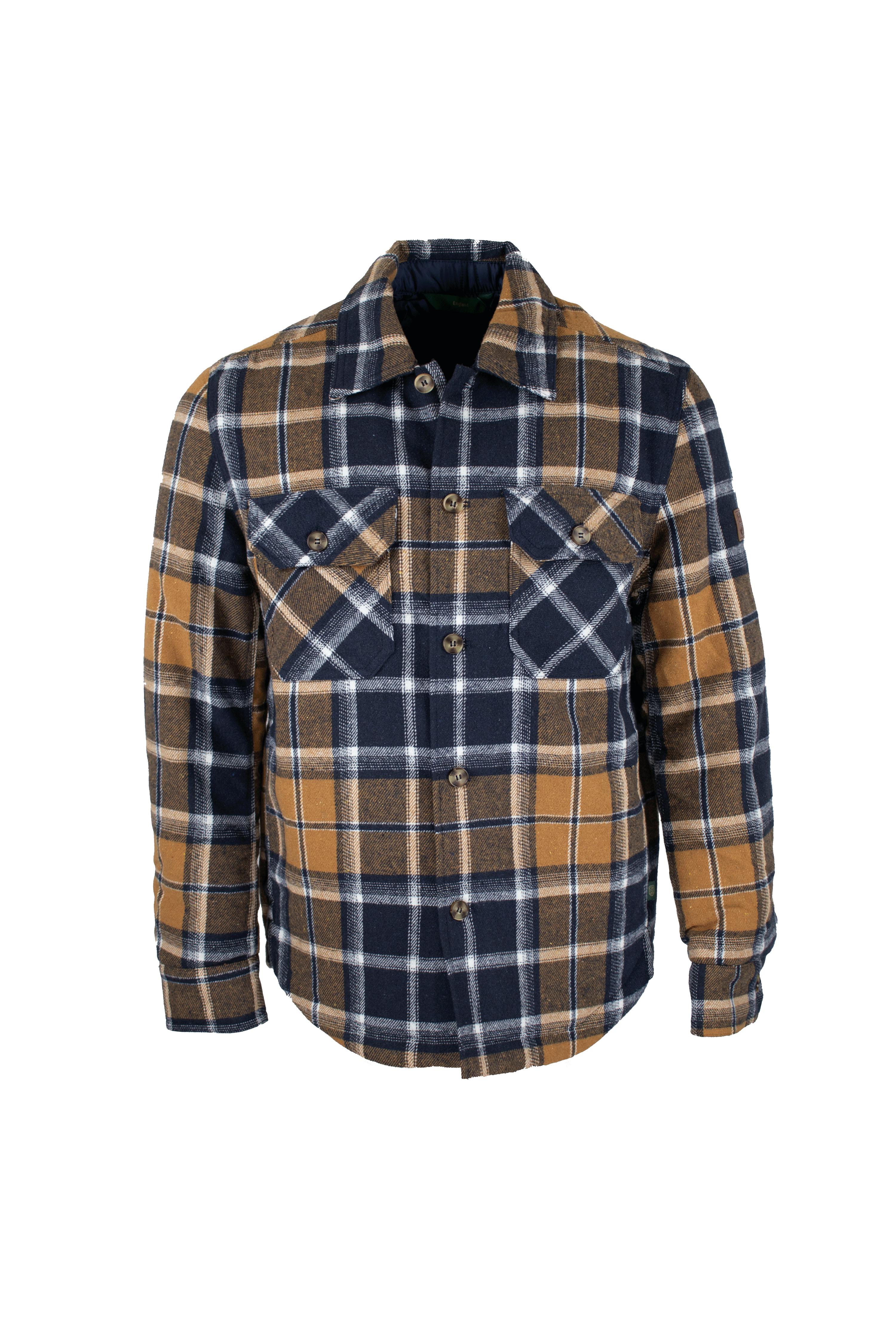 MJ001 - Men's Check Padded Overshirt - MUSTARD - Oxford Blue