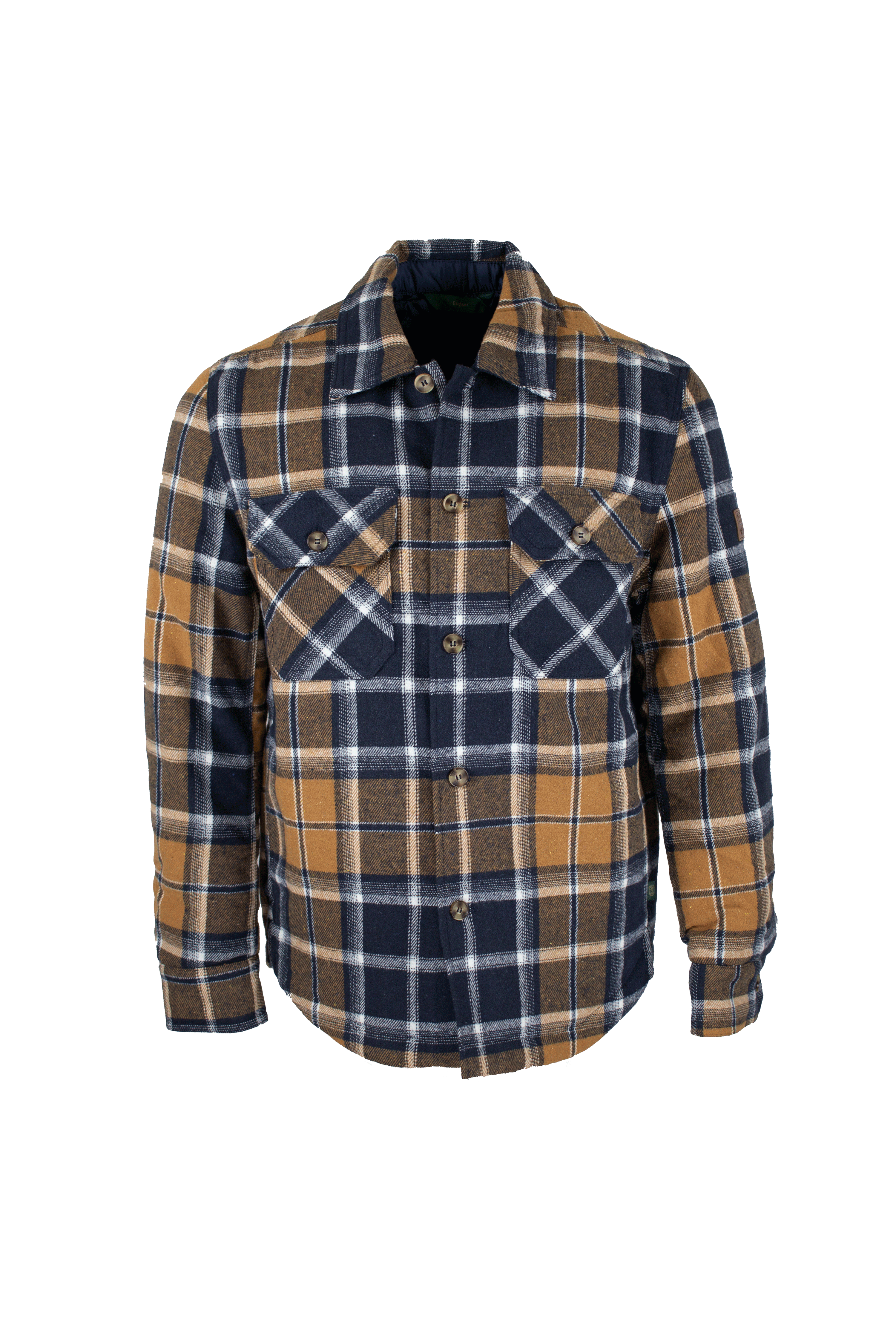 MJ001 - Men's Check Padded Overshirt - MUSTARD