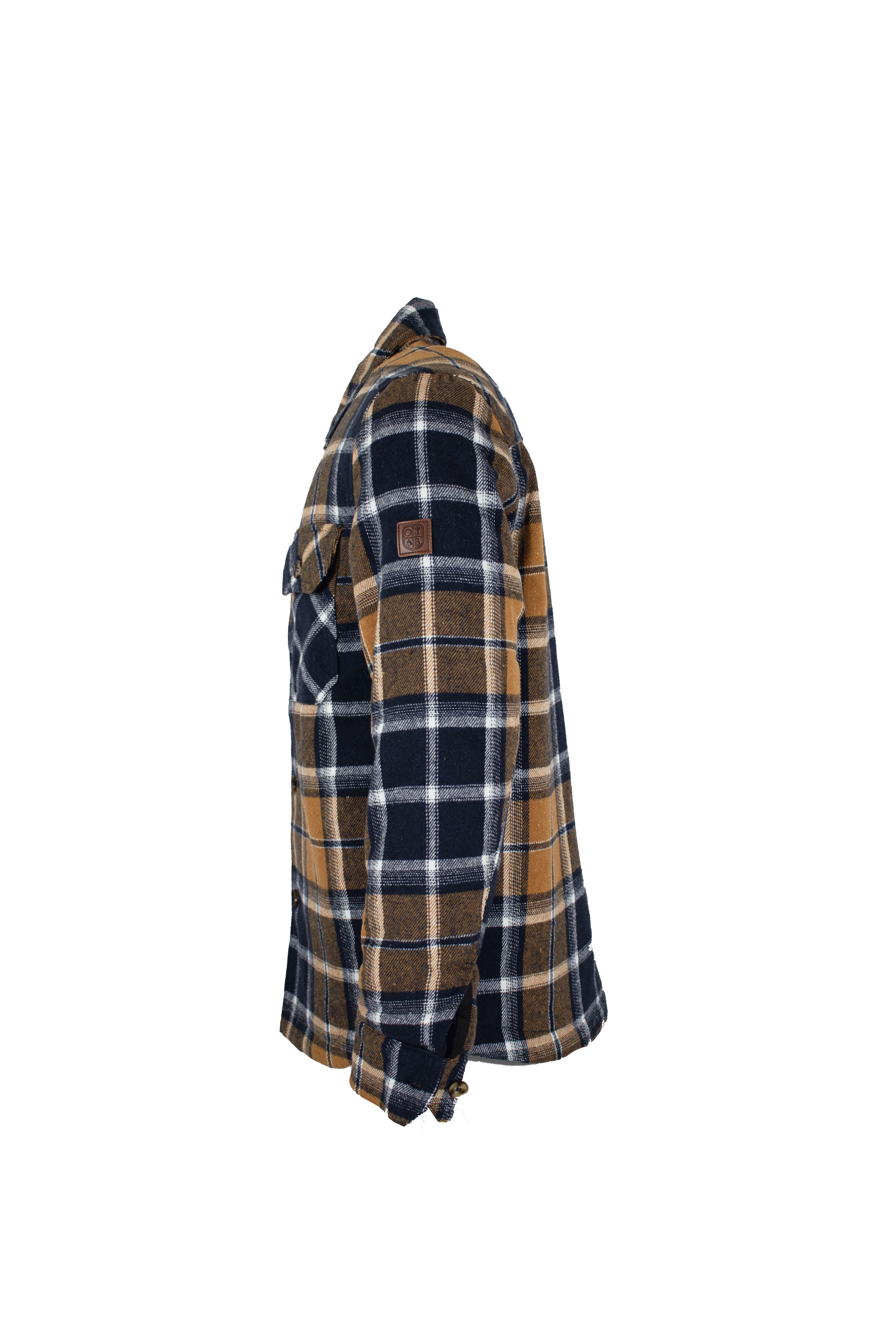 MJ001 - Men's Check Padded Overshirt - MUSTARD - Oxford Blue