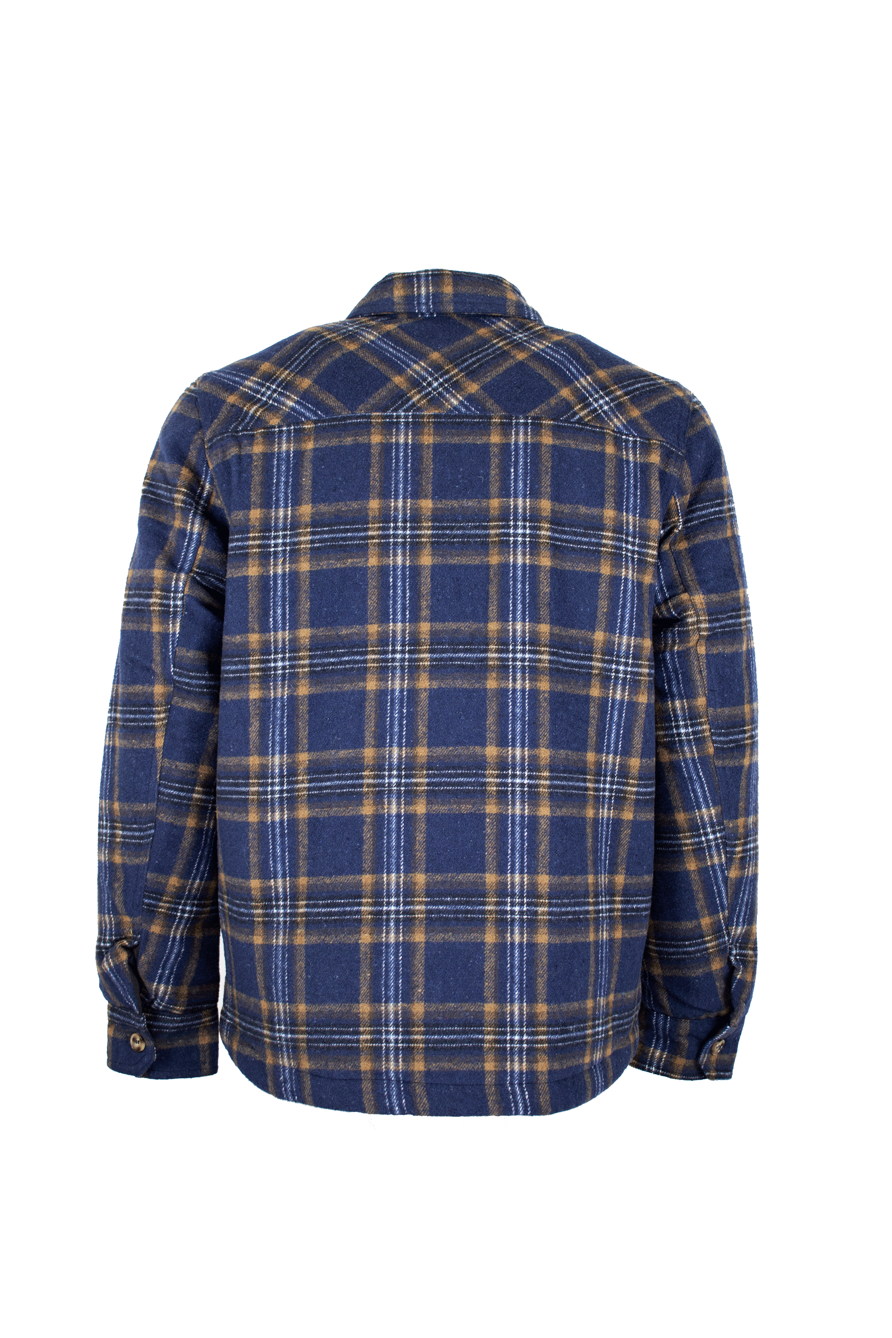 MJ001 - Men's Check Padded Overshirt - NAVY - Oxford Blue