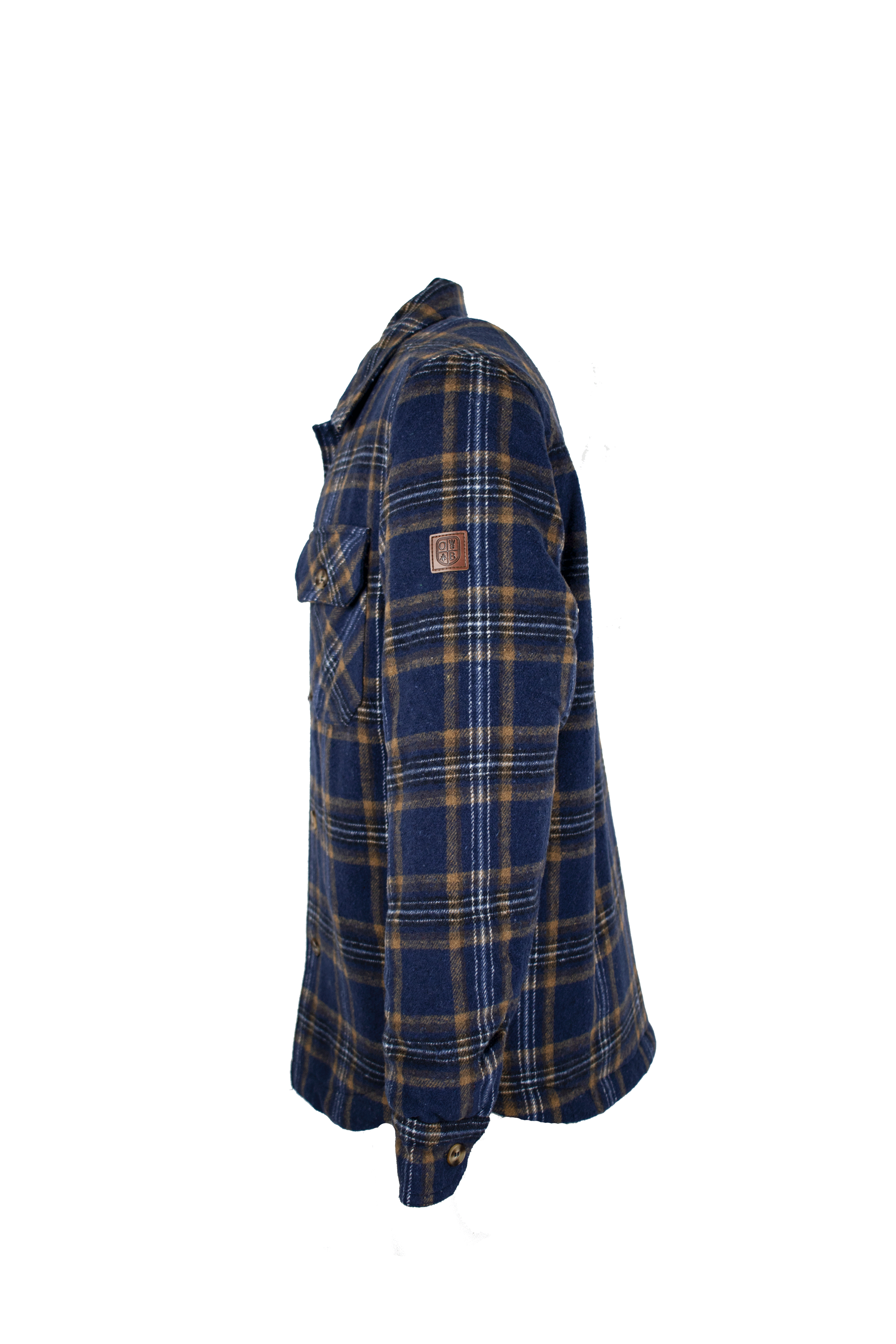 MJ001 - Men's Check Padded Overshirt - NAVY - Oxford Blue