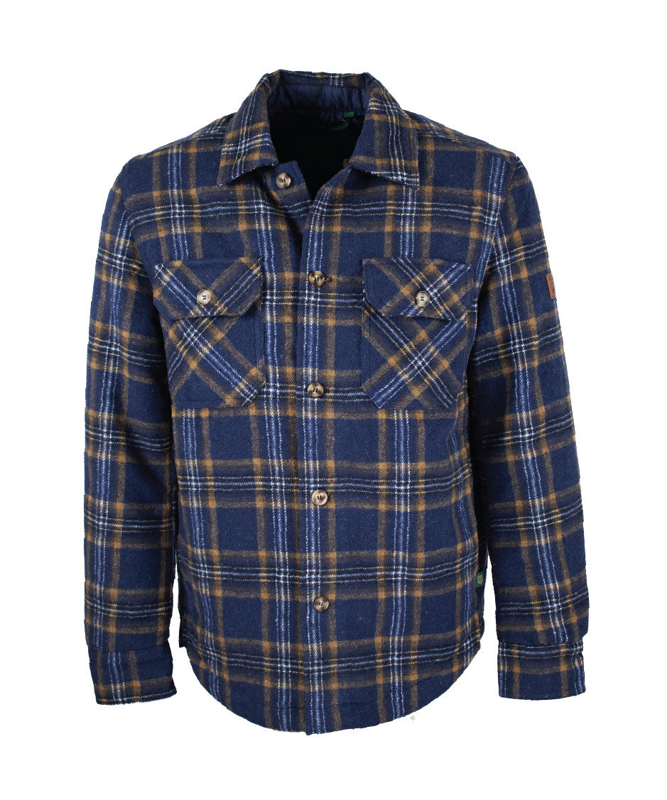 MJ001 - Men's Check Padded Overshirt - NAVY - Oxford Blue