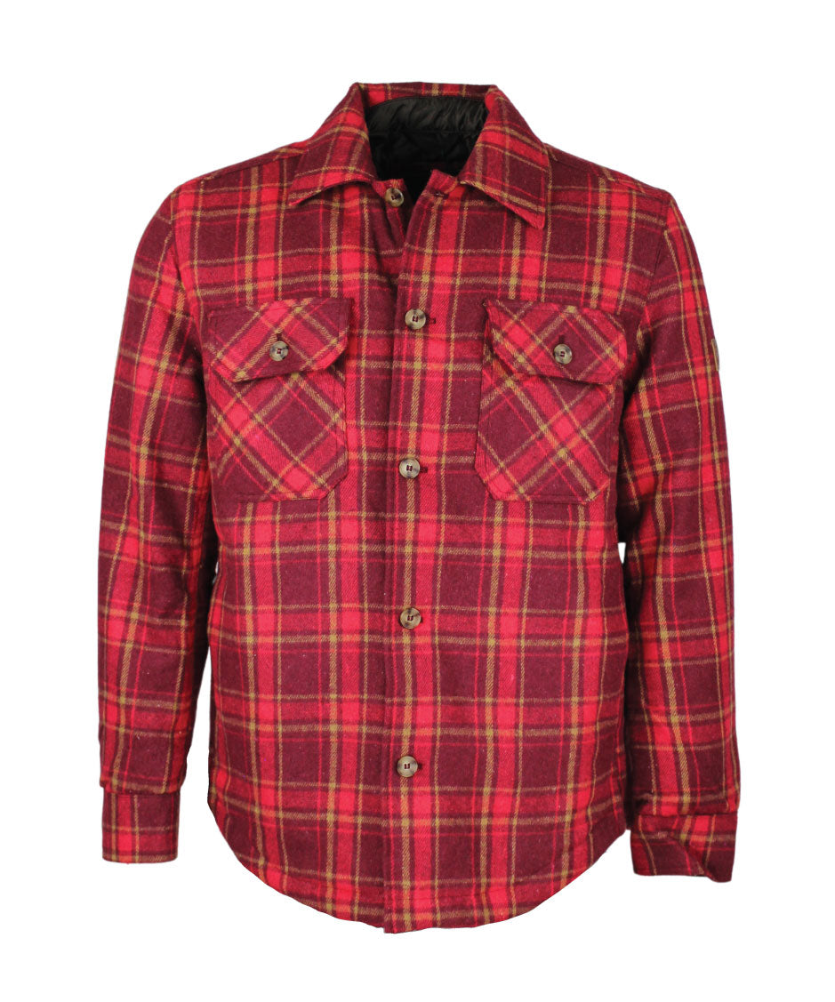 MJ001 - Men's Check Padded Overshirt - RED - Oxford Blue