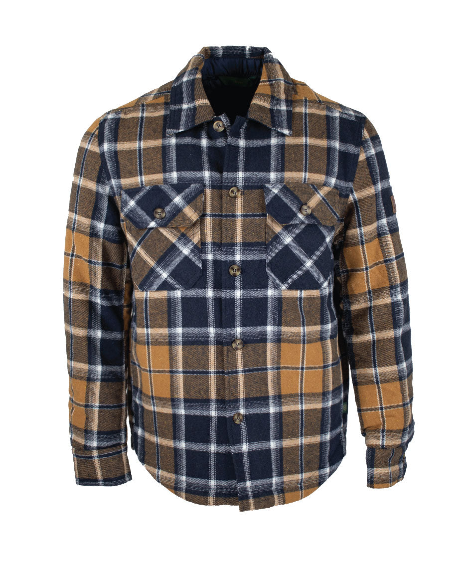 MJ001 - Men's Check Padded Overshirt - MUSTARD - Oxford Blue