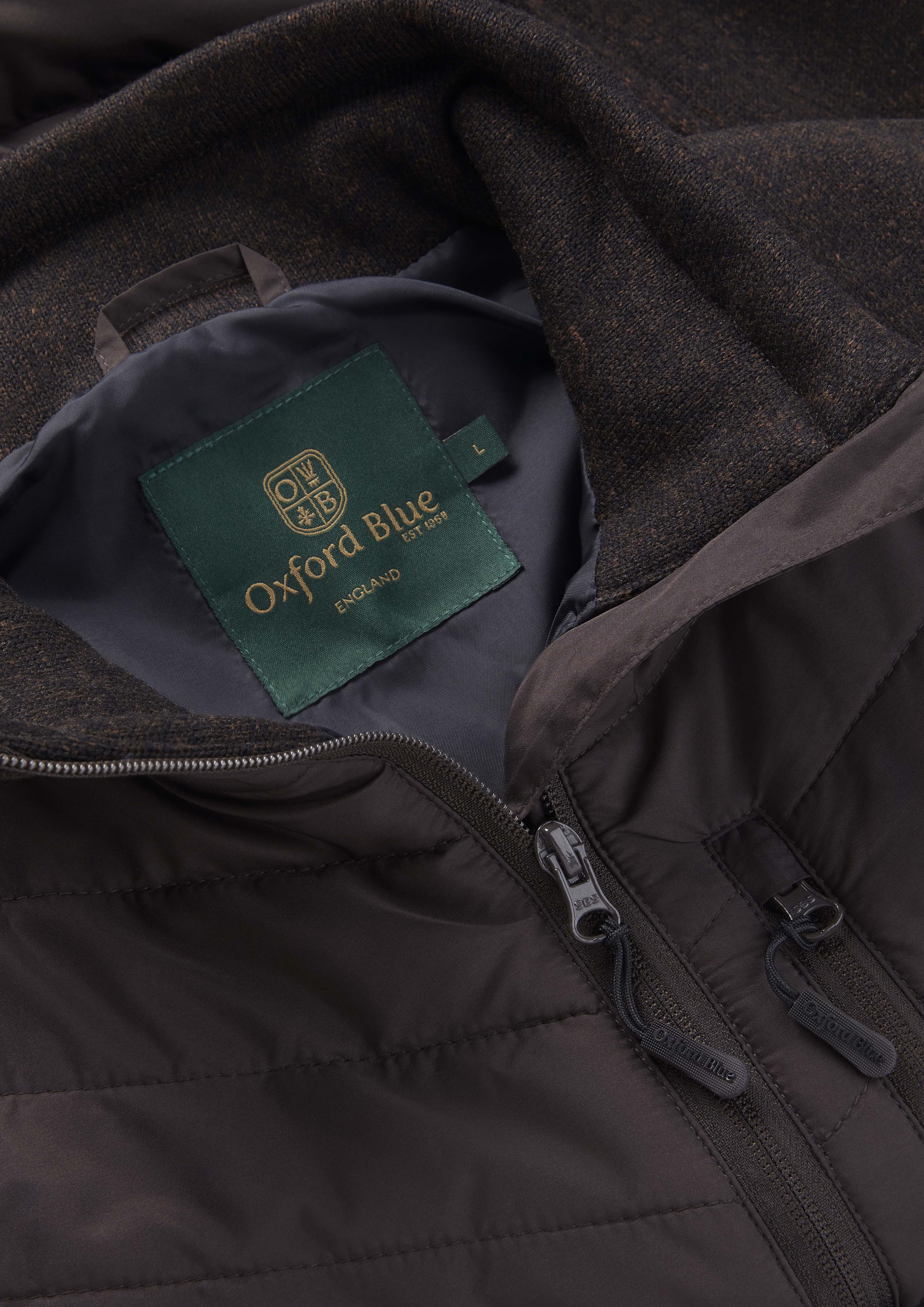 MJ006 - Men's Oslo Gilet - BROWN - Oxford Blue