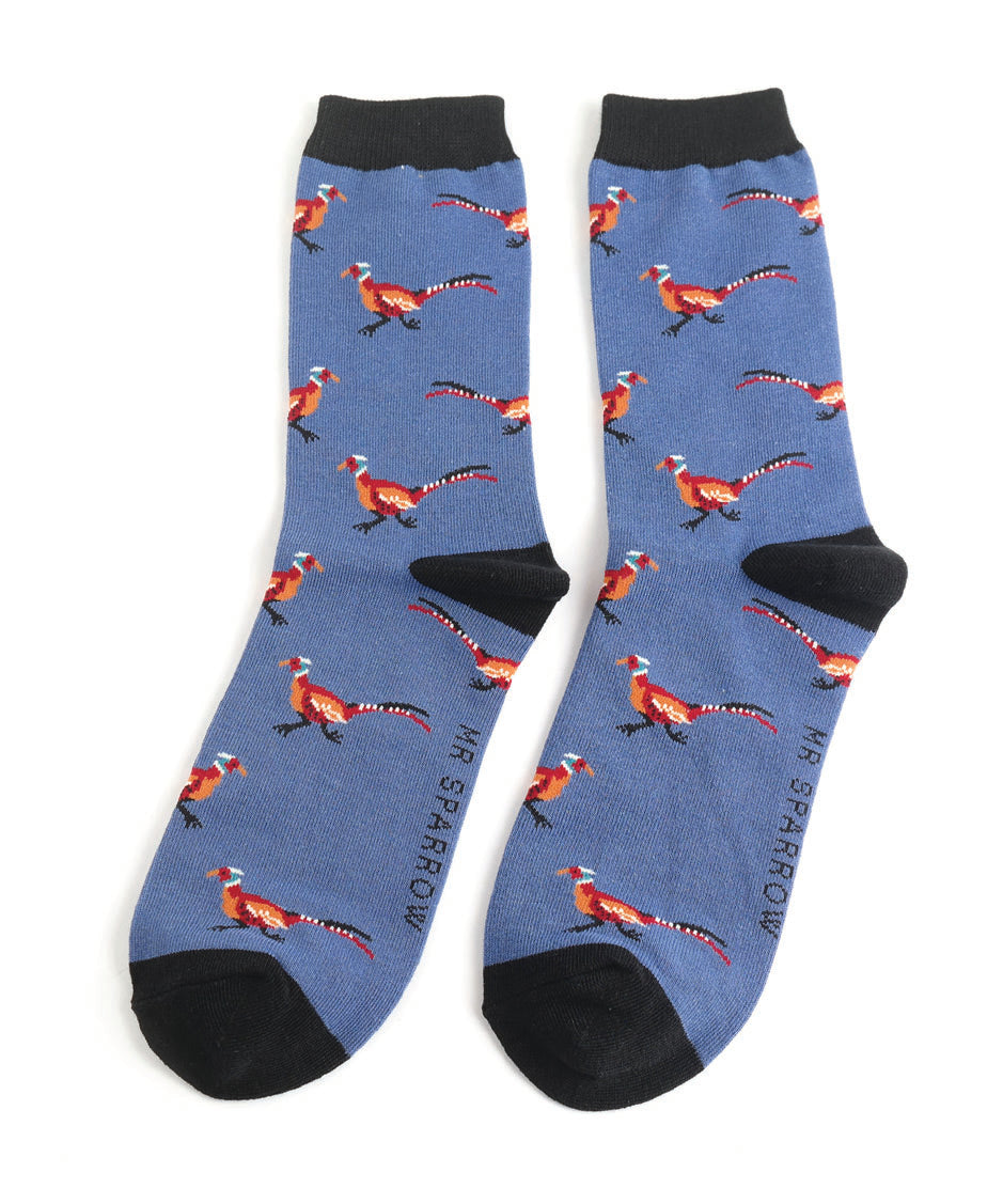 Mens Pheasants Socks - Denim - Oxford Blue