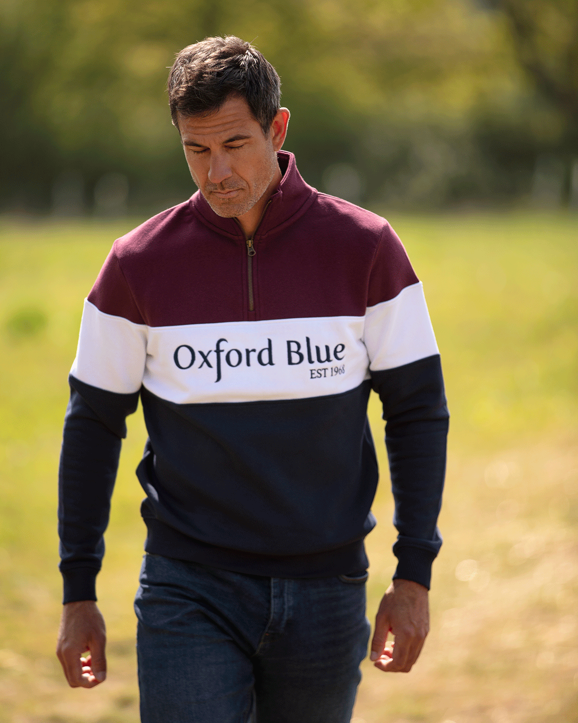 MSS01 - Mens Girvan Sweatshirt - Plum/White/Navy - Oxford Blue