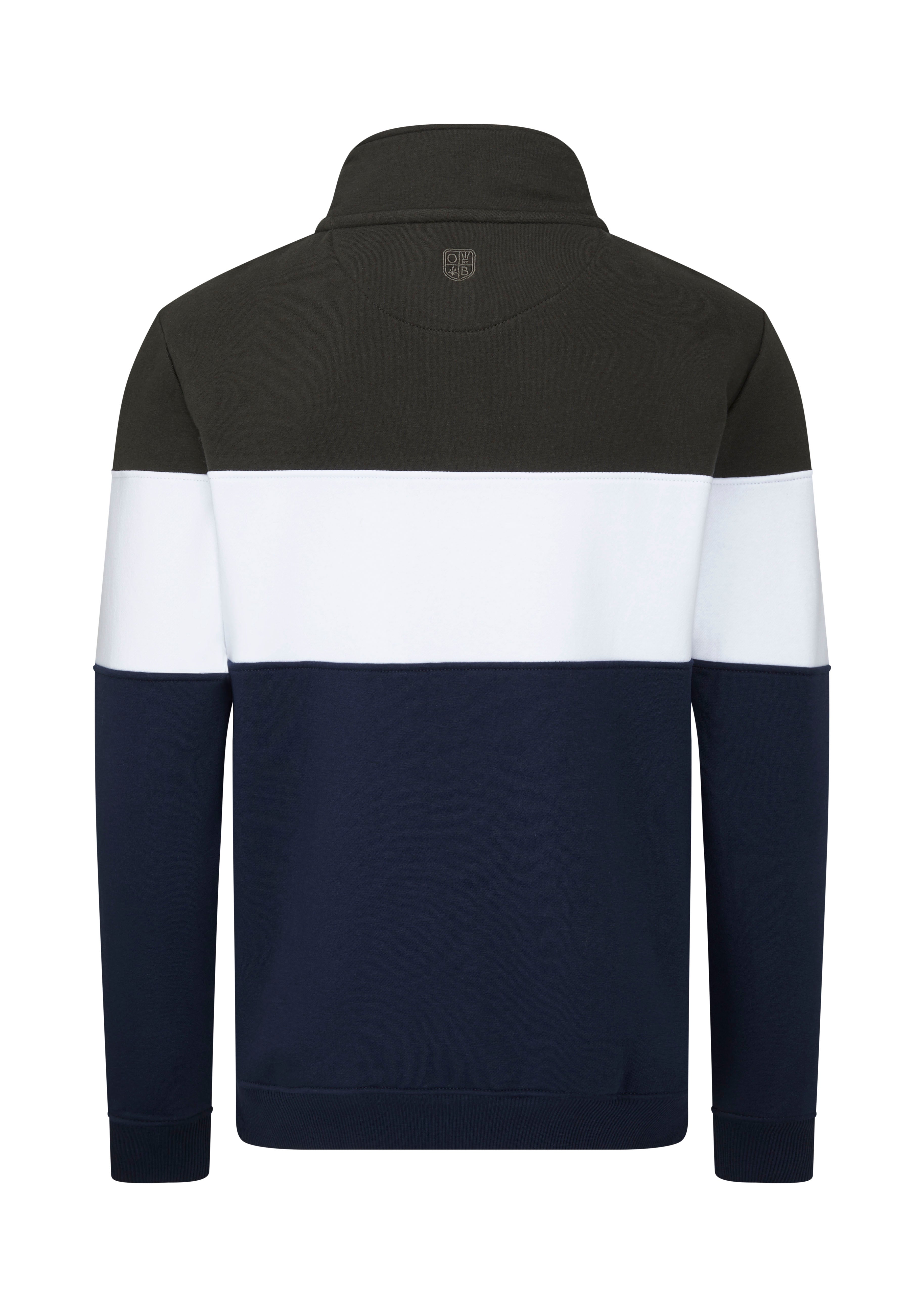 MSS01 - Mens Girvan Sweatshirt - Khaki/White/Navy - Oxford Blue