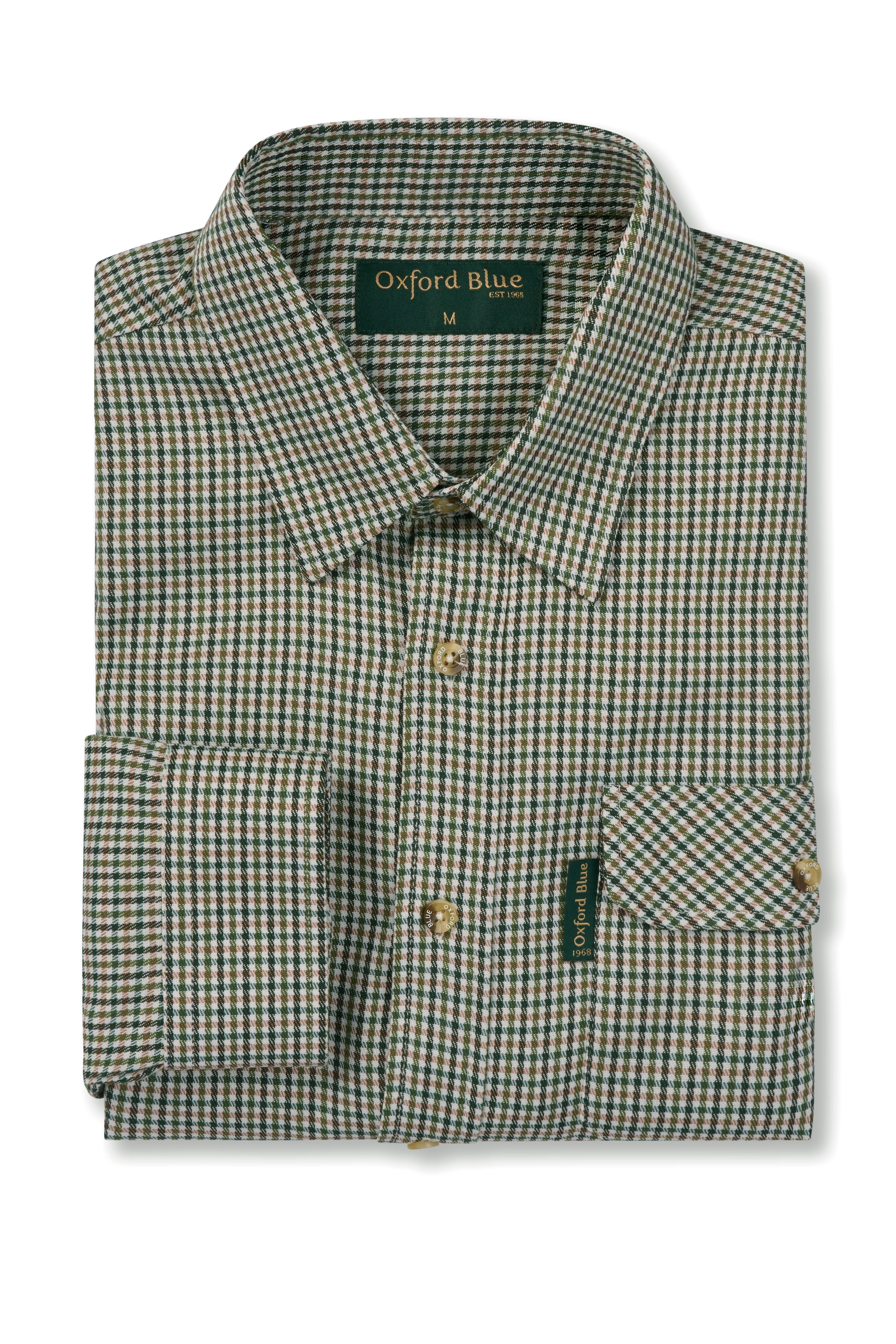 SH2 - Men's Dogstooth Shirt - GREEN - Oxford Blue