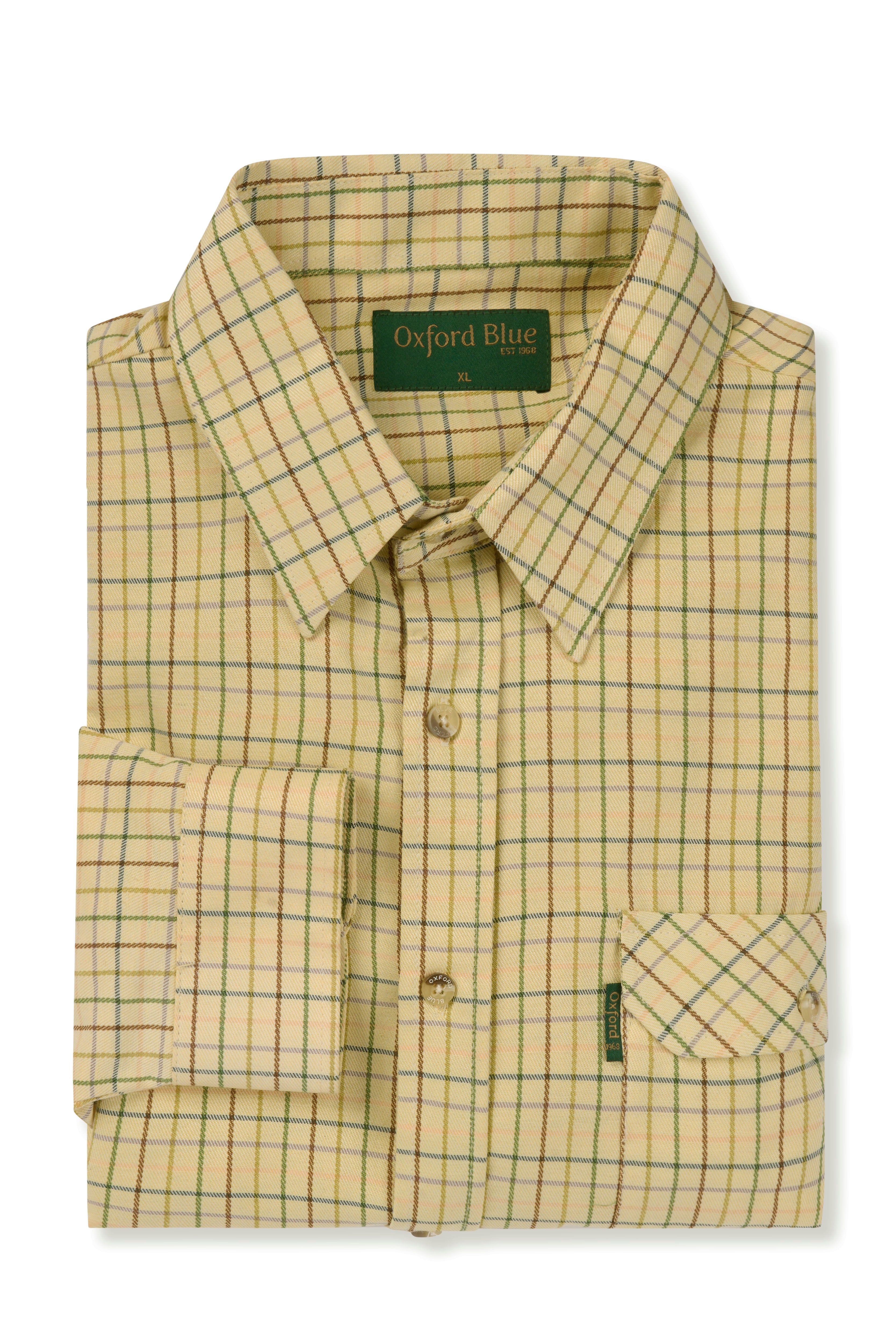 SH39 - Men's Darwen Check Shirt - GREEN - Oxford Blue