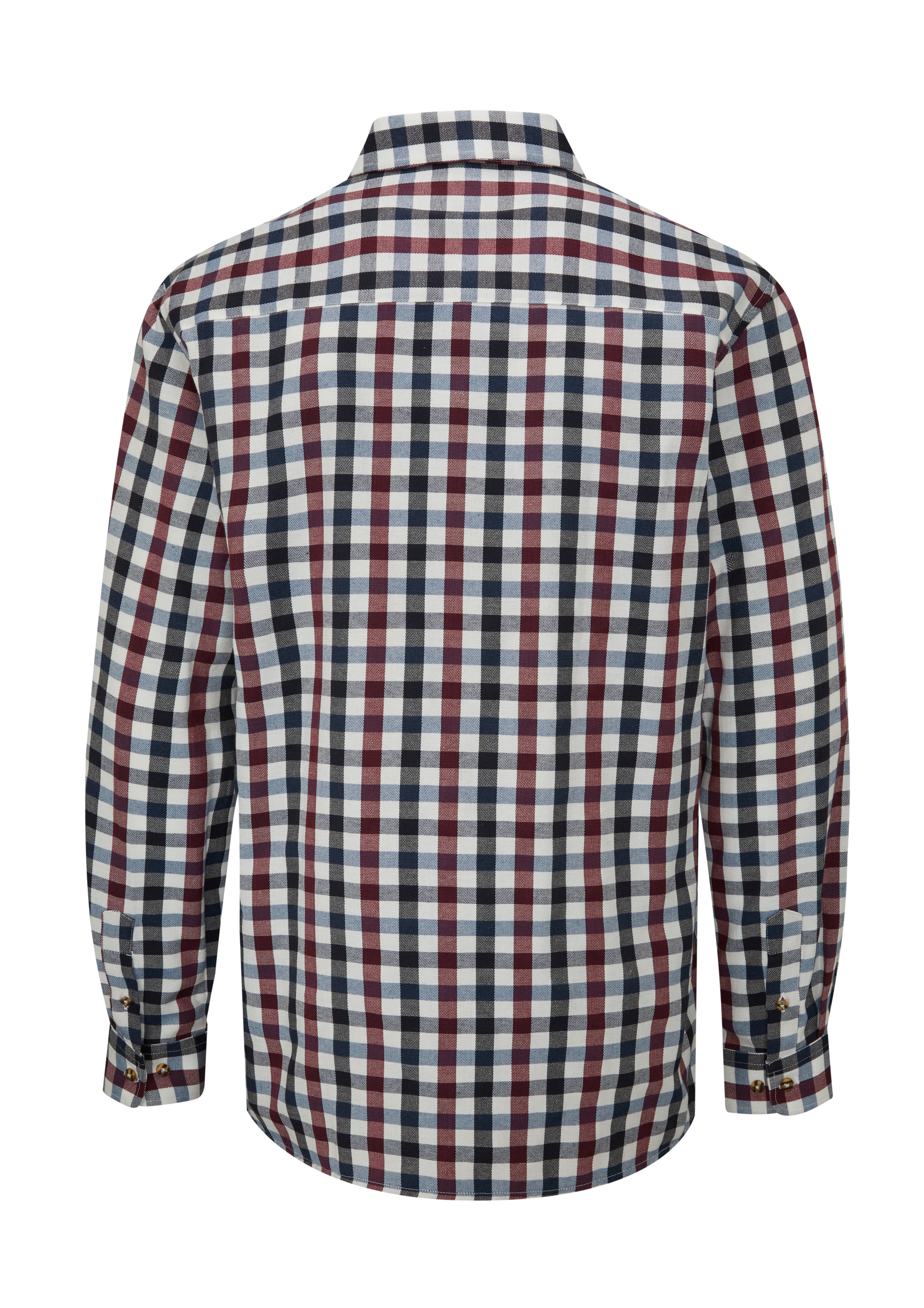 SH40 - Men's County Check Shirt - WINE - Oxford Blue