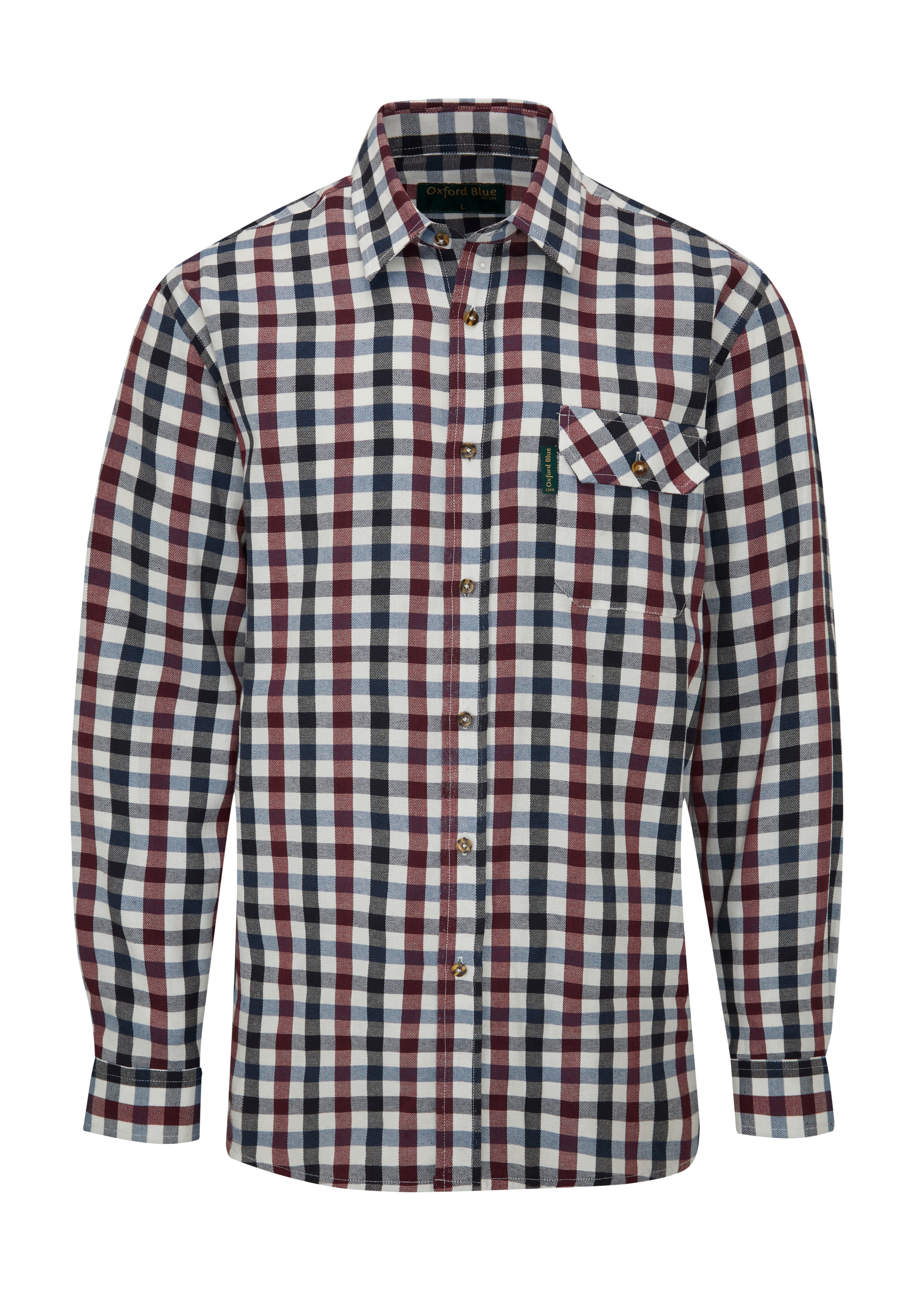 SH40 - Men's County Check Shirt - WINE - Oxford Blue
