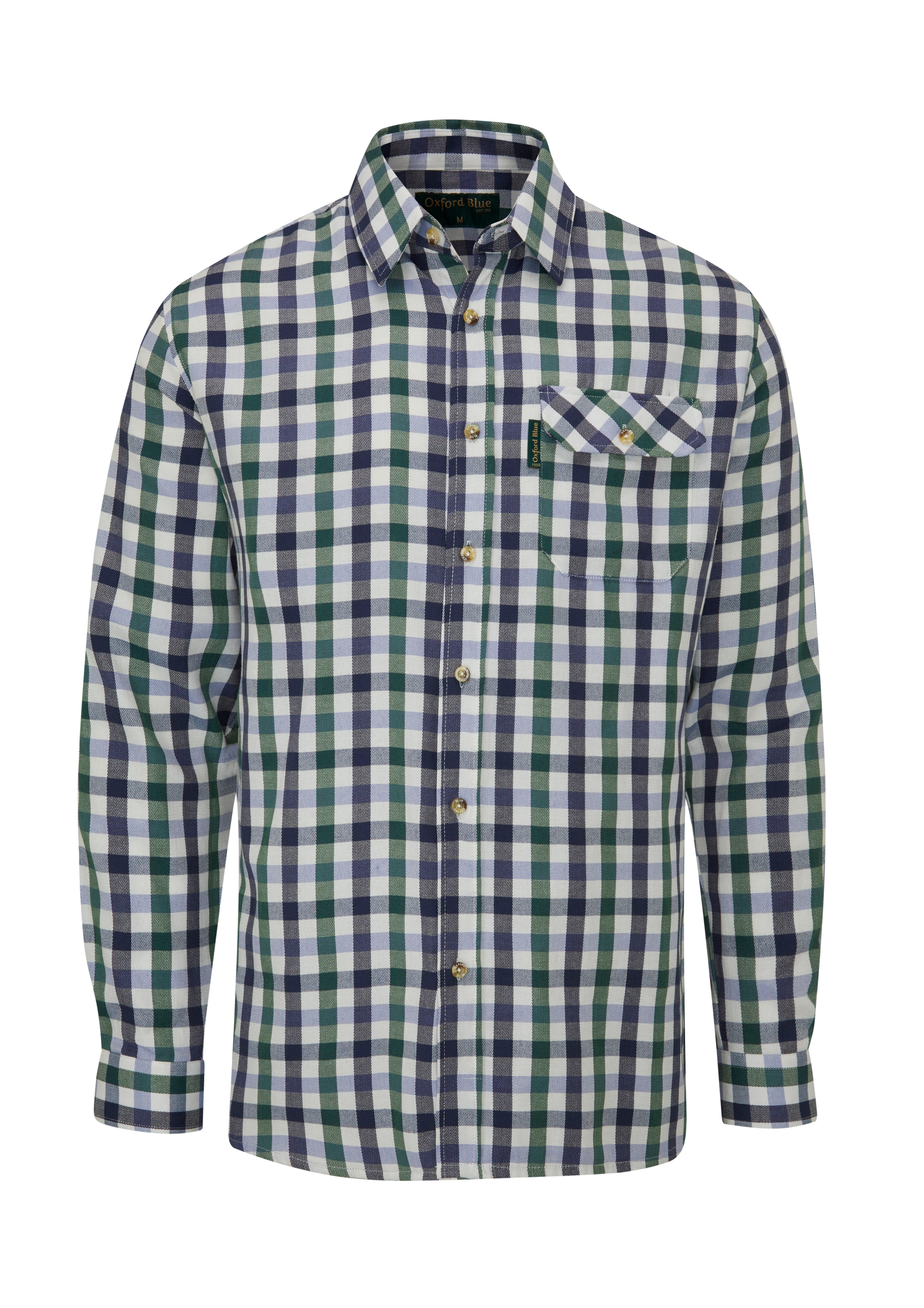 SH40 - Men's County Check Shirt - GREEN - Oxford Blue