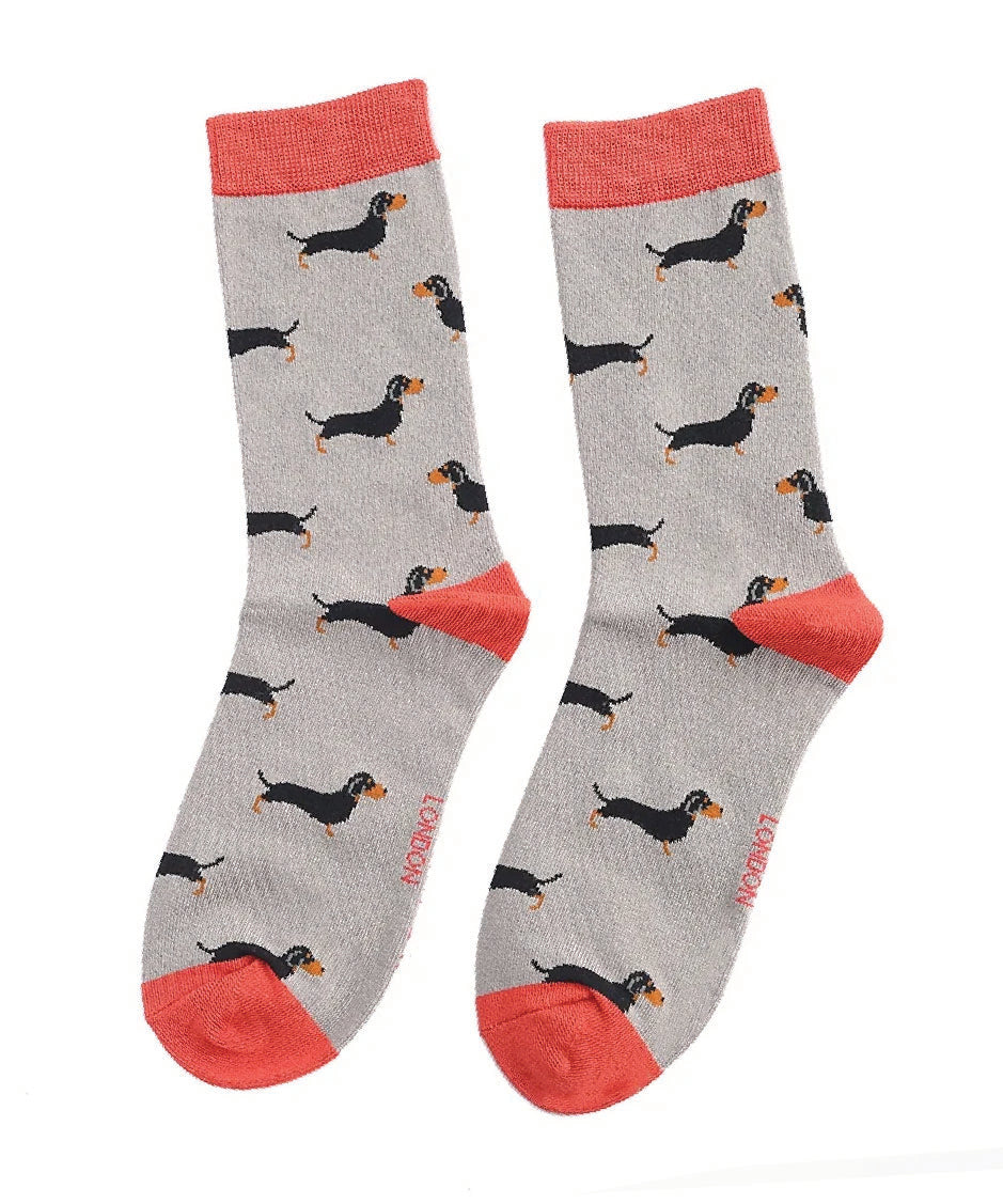 Ladies Little Sausage Dogs - Grey - Oxford Blue