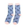 Women's Cute Greyhound Socks - Denim - Oxford Blue