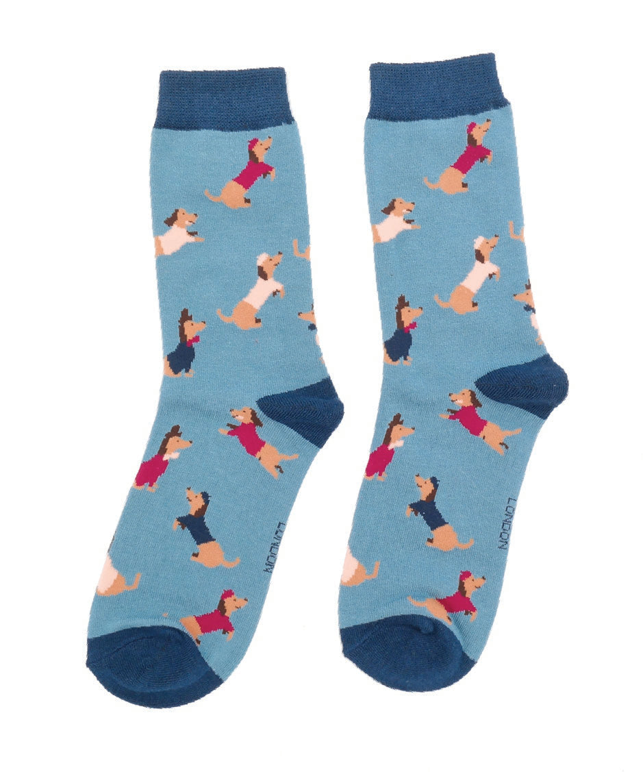 Ladies Sausage Dog Pals - Denim - Oxford Blue