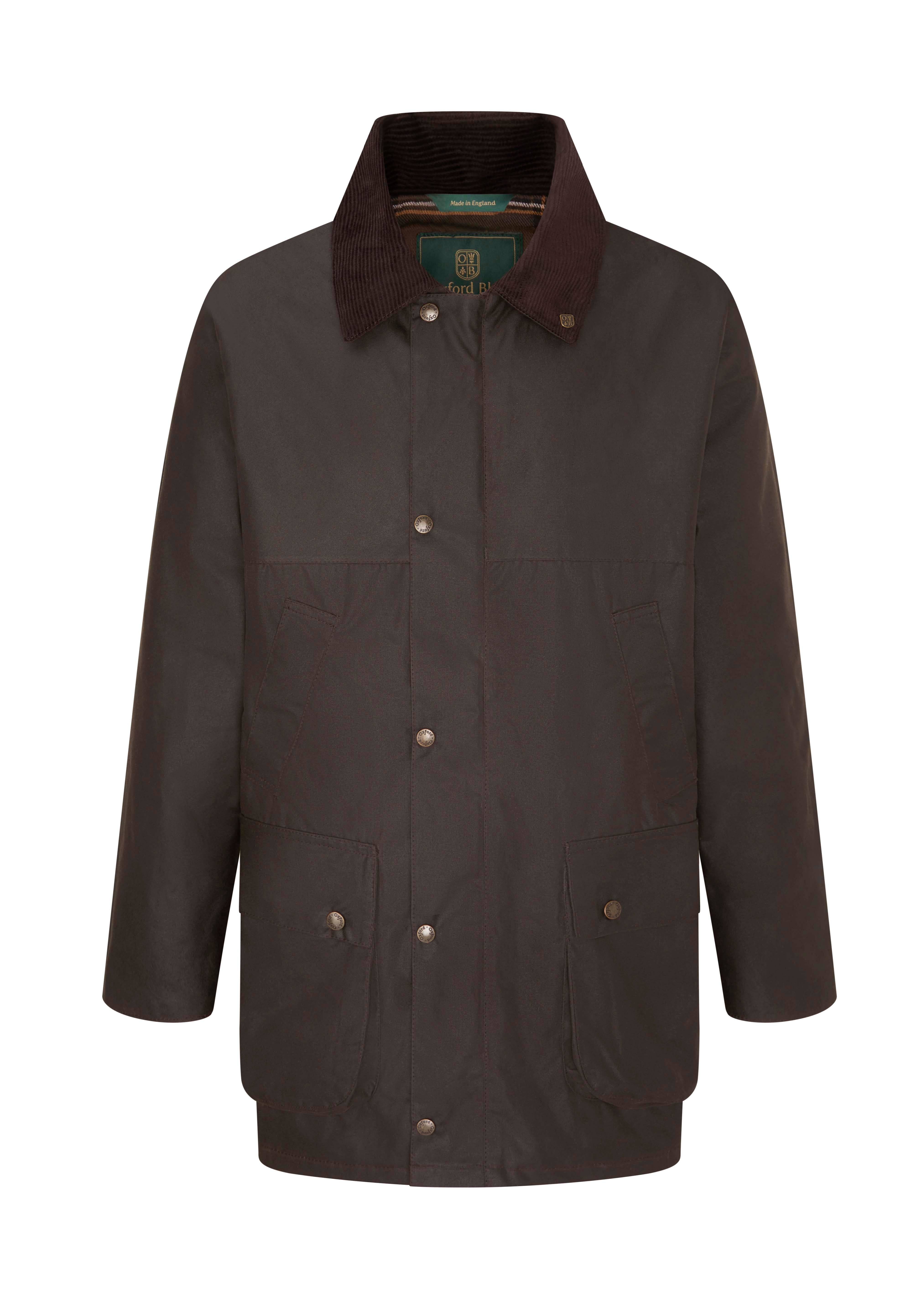 W14 - Men's Countryman Padded Wax Jacket - BROWN - Oxford Blue