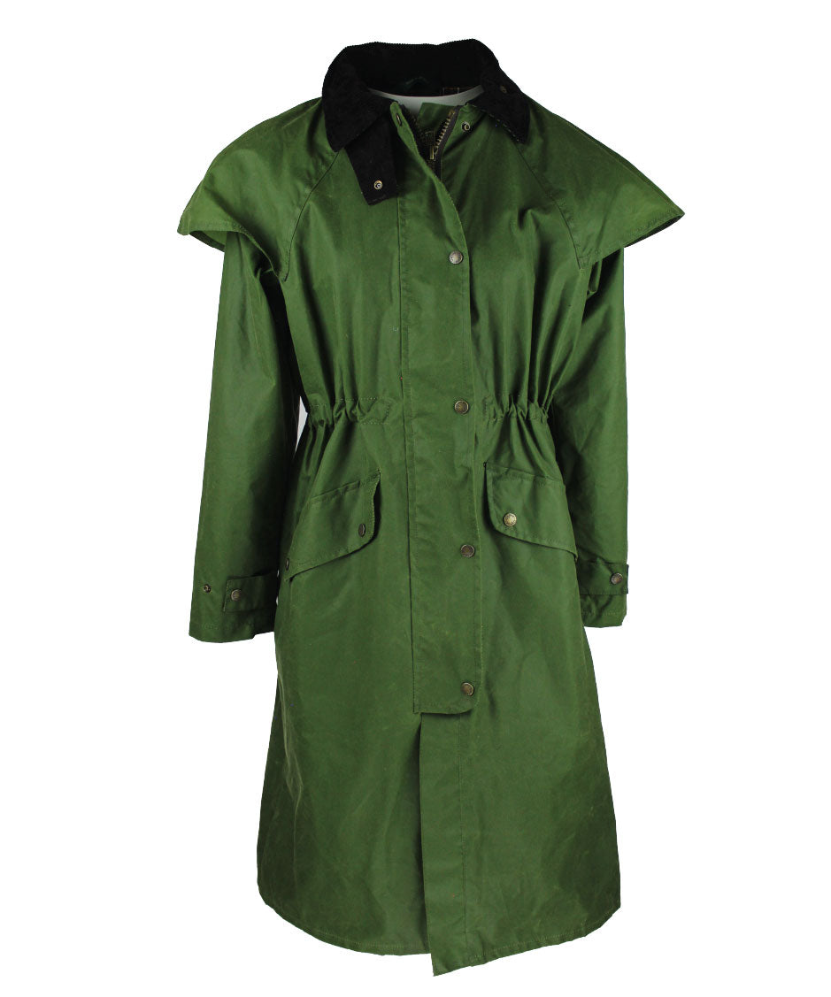 W07 - Women's Long Deluxe Wax Cape - EMERALD GREEN - Oxford Blue