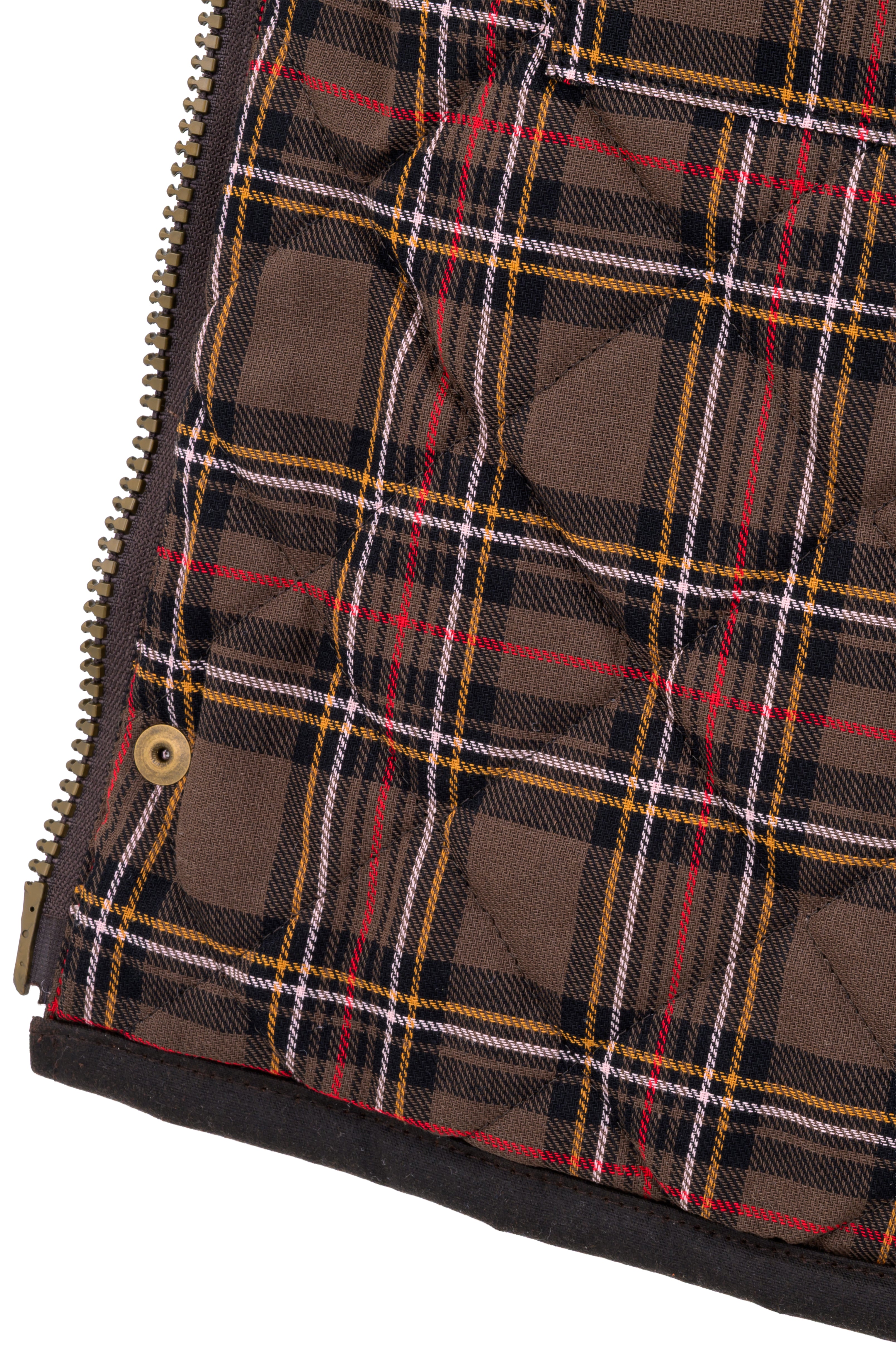 W114 - Men's Countryman Wax Gilet - BROWN - Oxford Blue