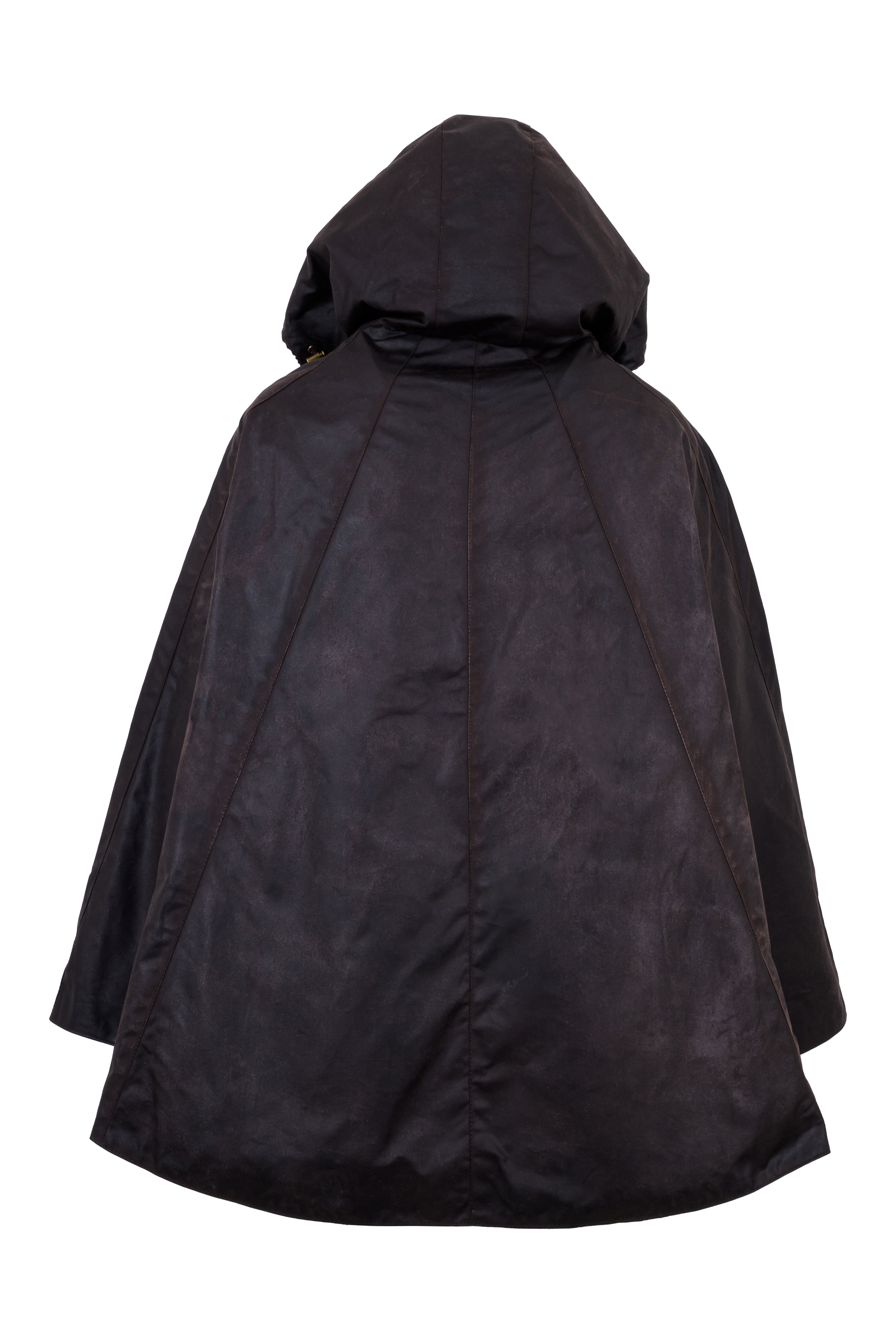 W16 - Ladies Dublin Waxed Hooded Cape - BROWN - Oxford Blue