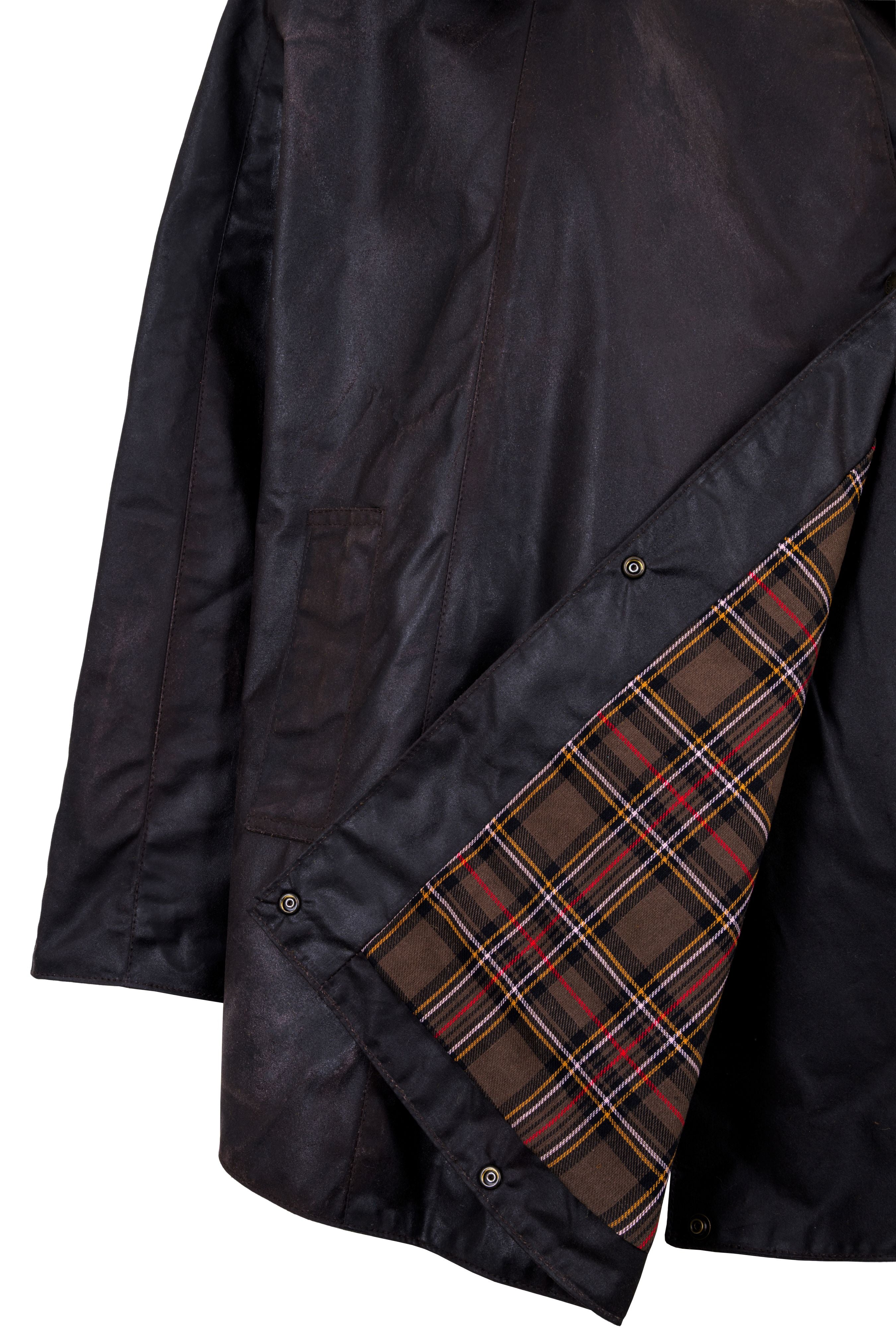W16 - Ladies Dublin Waxed Hooded Cape - BROWN - Oxford Blue