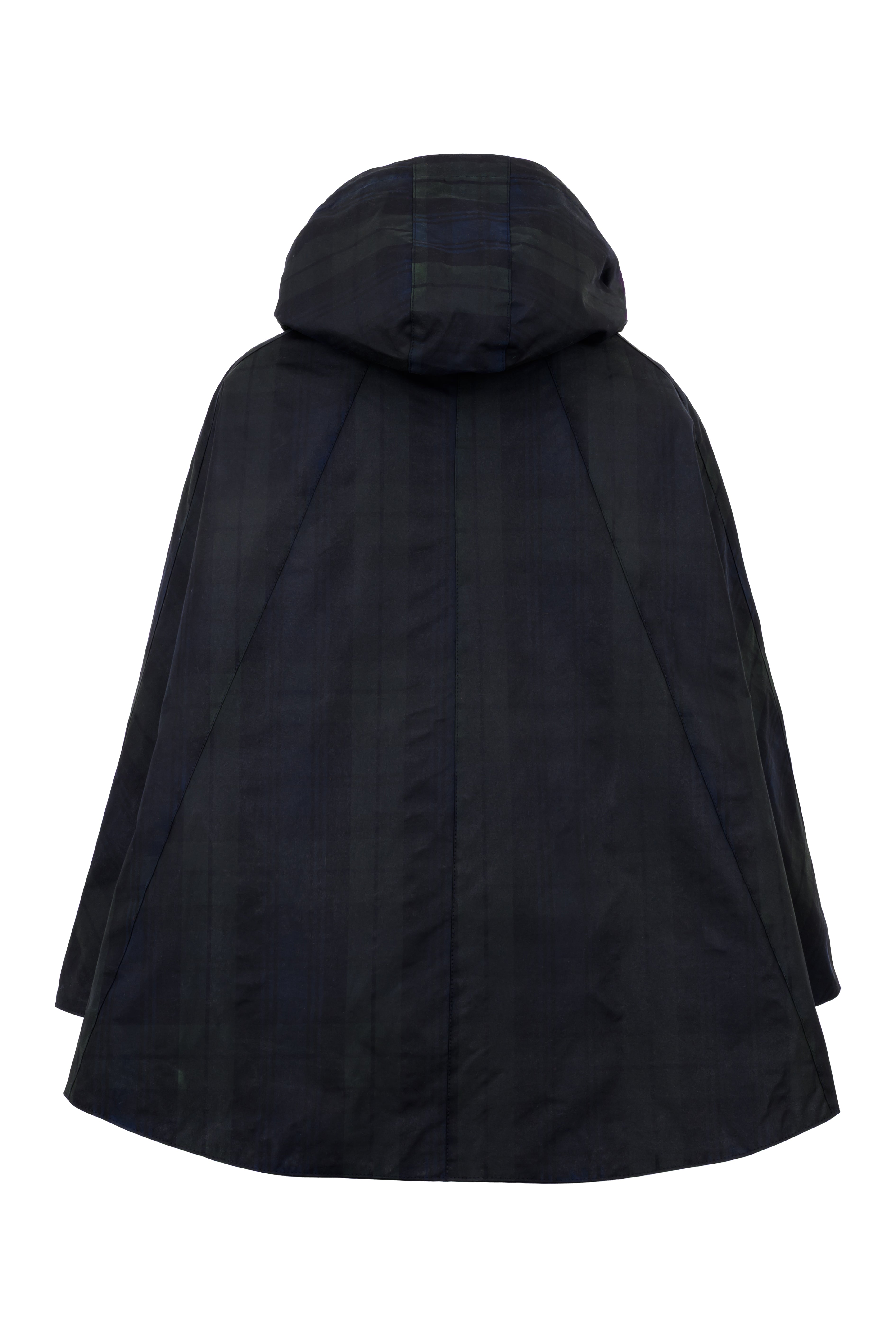 W16T - Ladies Dublin Tartan Wax Hooded Cape - BLACKWATCH - Oxford Blue