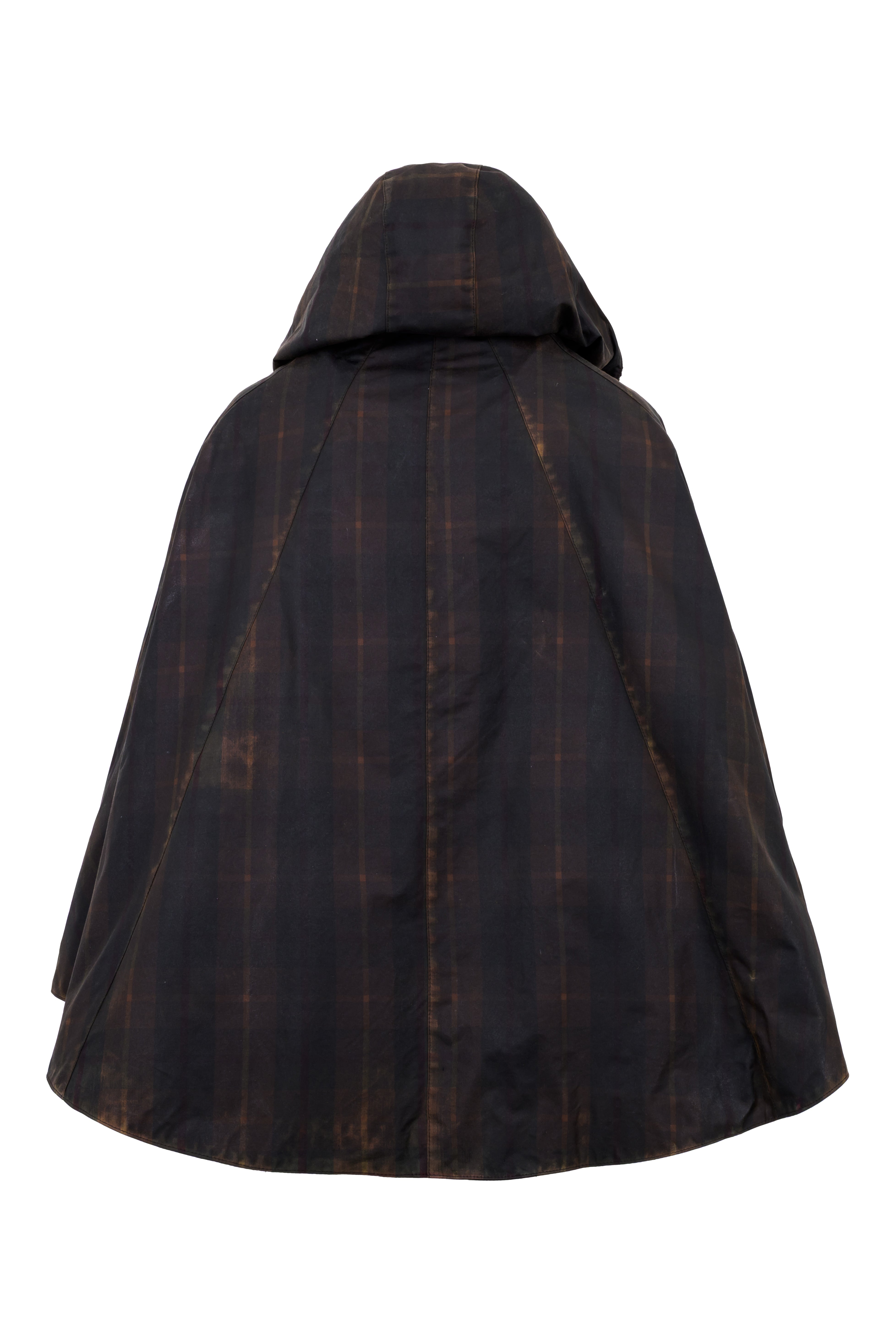 W16T - Ladies Dublin Tartan Wax Hooded Cape - HONEY - Oxford Blue