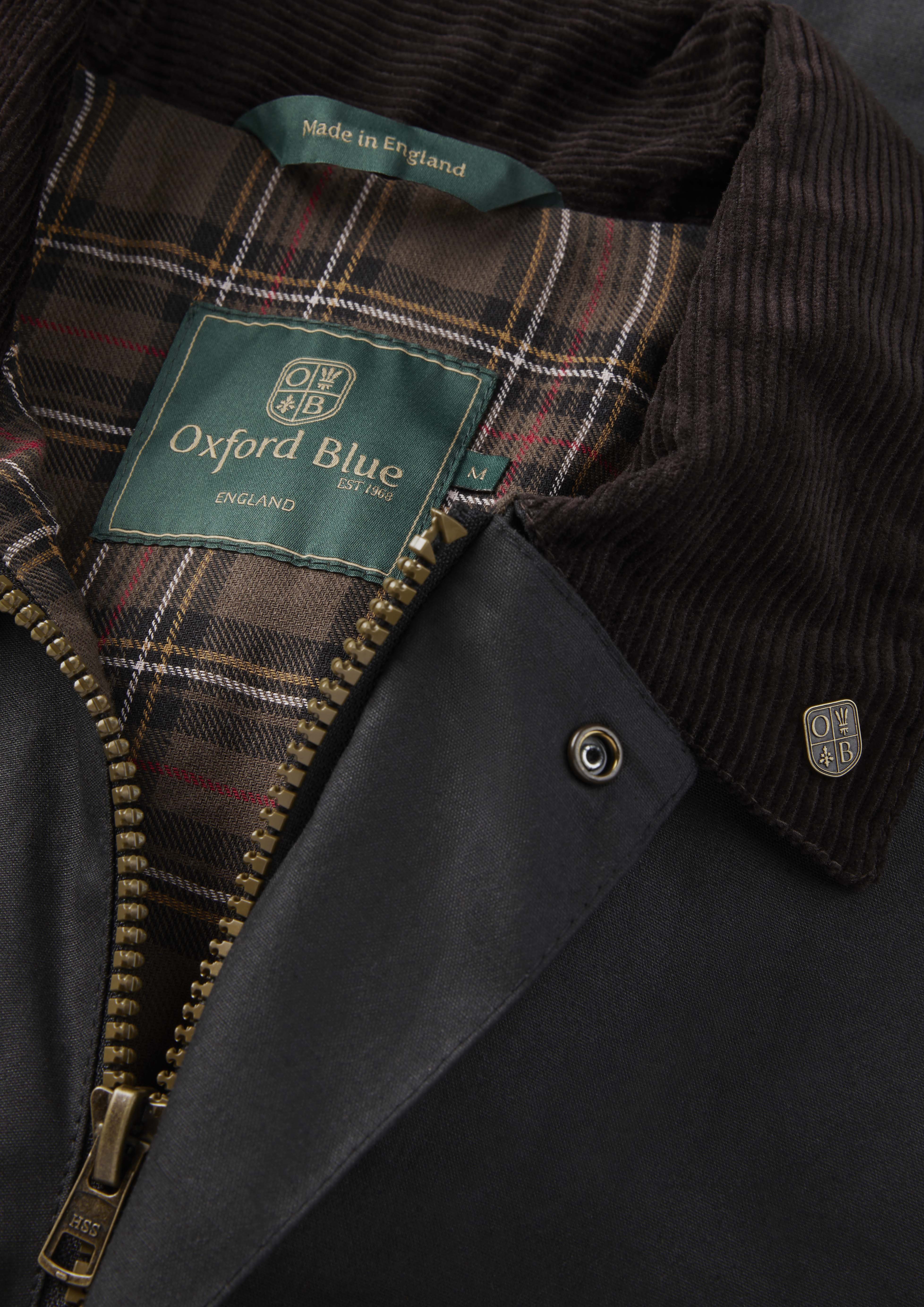 W01 - Men's Countryman Wax Jacket - BLACK - Oxford Blue