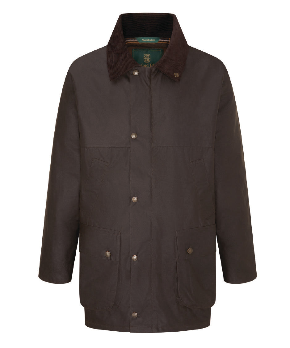 W01 - Men's Countryman Wax Jacket - BROWN - Oxford Blue